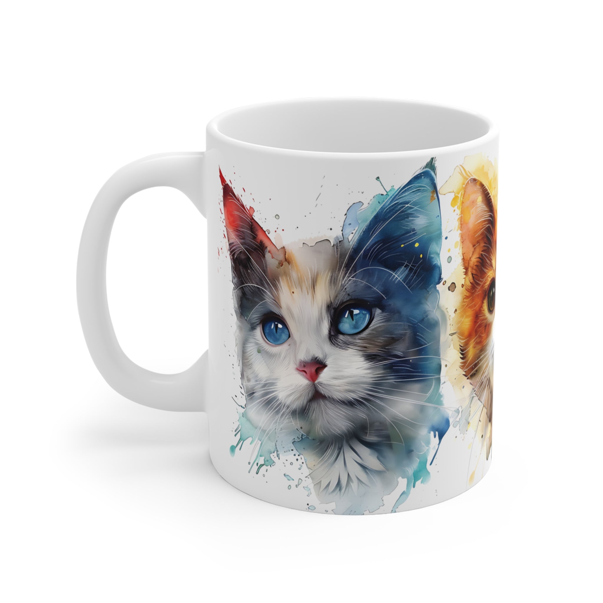 Colorful Watercolor Cats Artistic Mug for Cat Lovers
