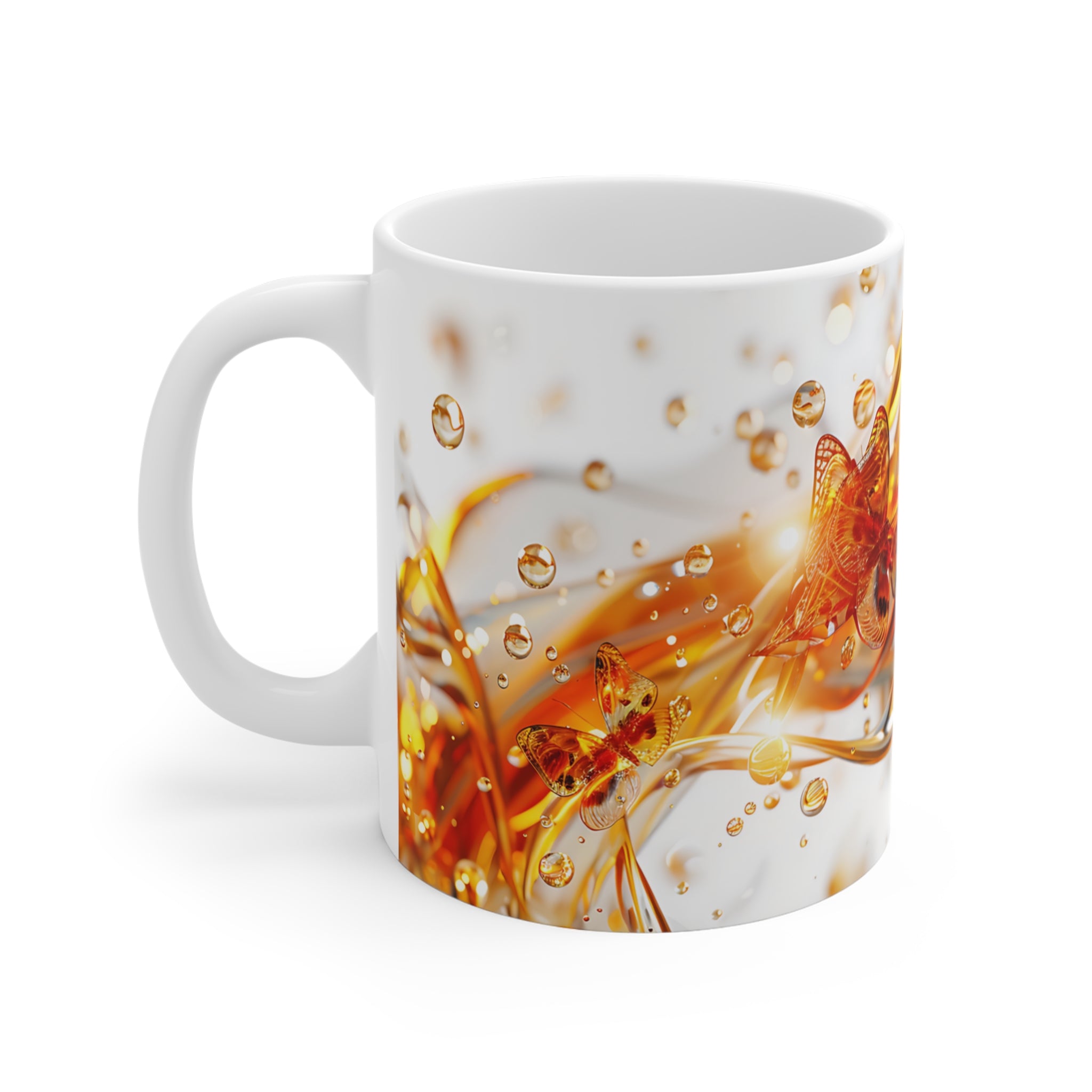 Amber Glass Butterfly Artistic Abstract Mug for Nature Lovers