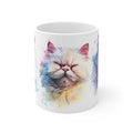 Artistic Watercolor Cat Faces Mug with Colorful Splash Design