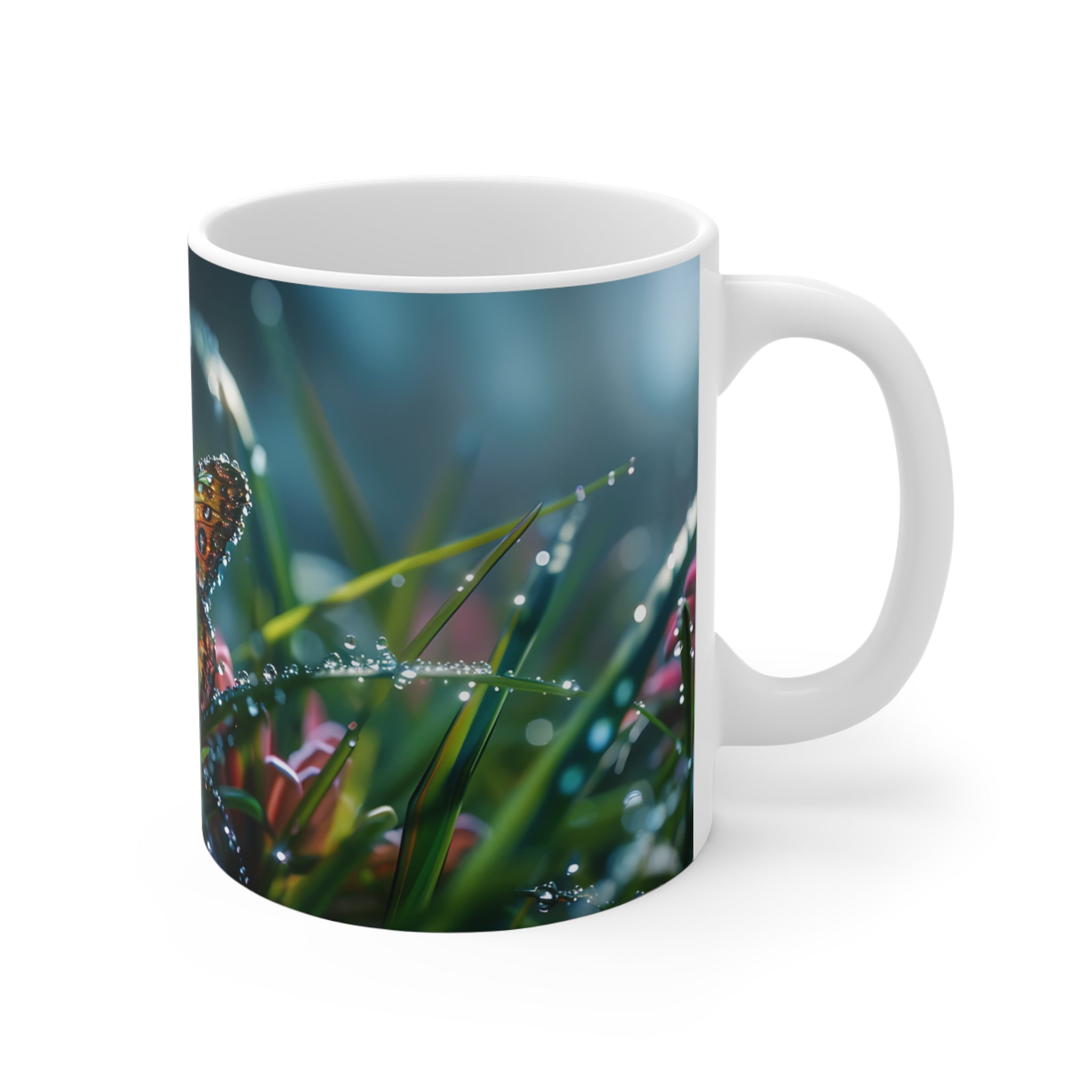 Colorful Butterflies with Dew Drops Nature Mug