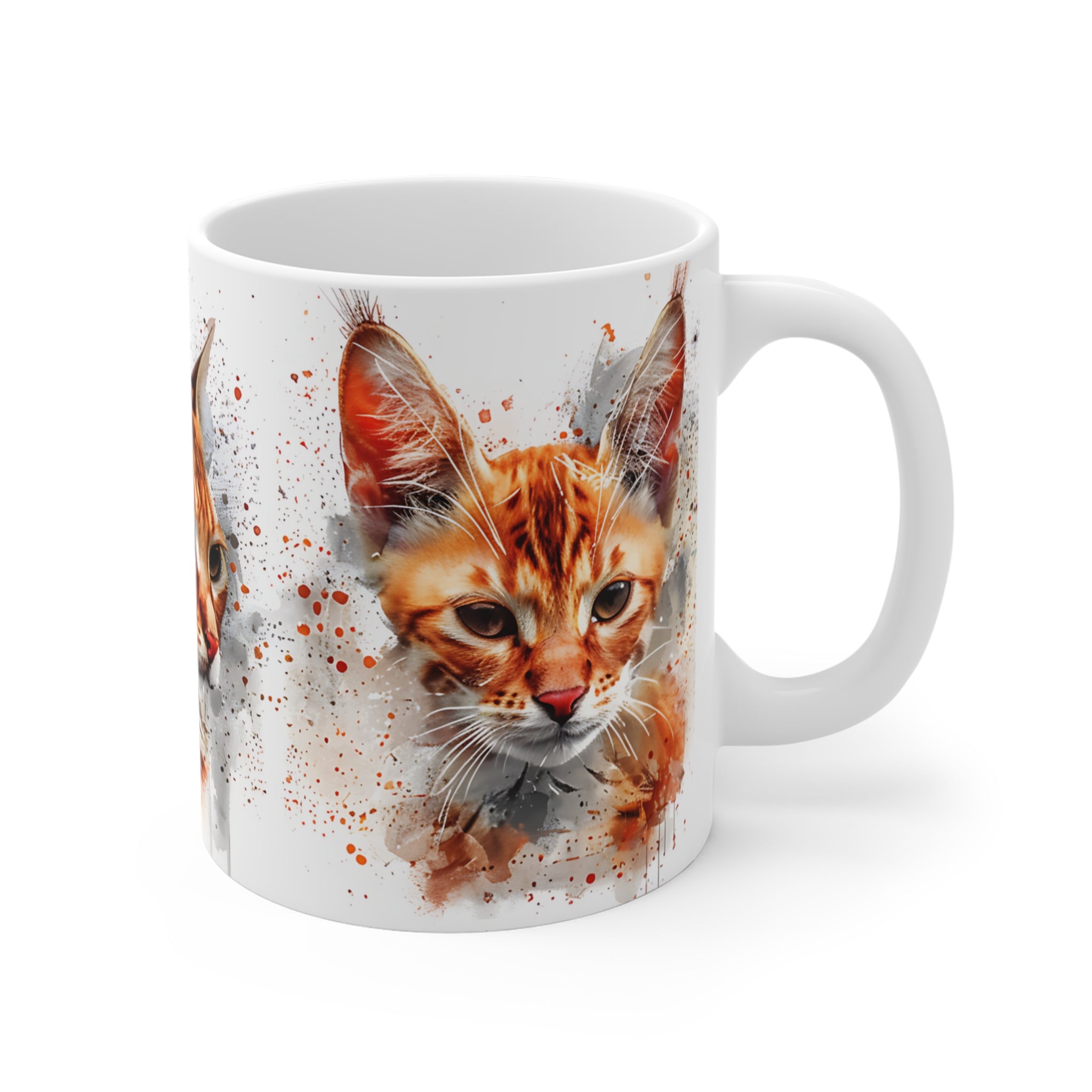 Artistic Cat Faces Watercolor Print Mug for Cat Lovers