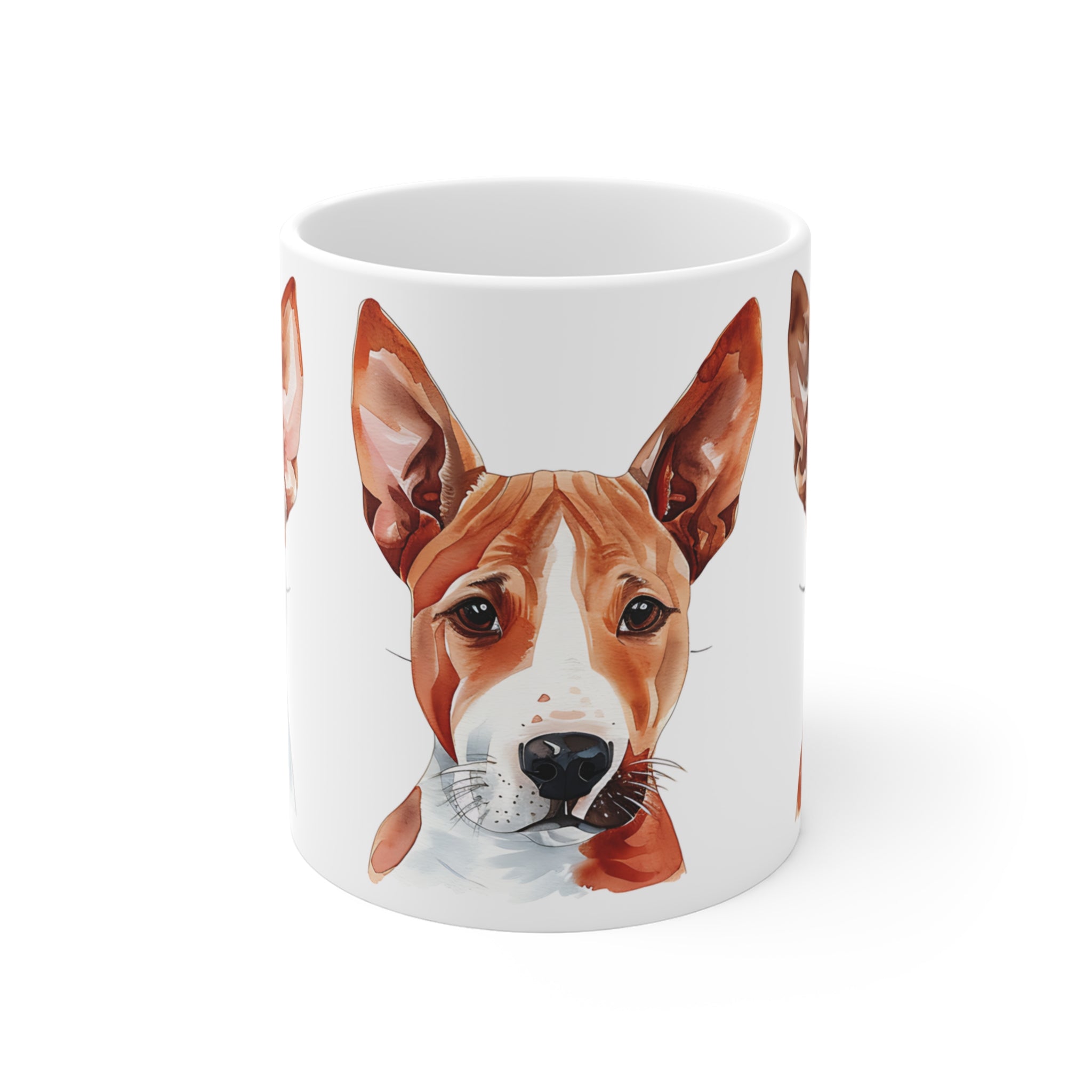 Basenji Dog Trio Watercolor Art Printed Coffee Mug