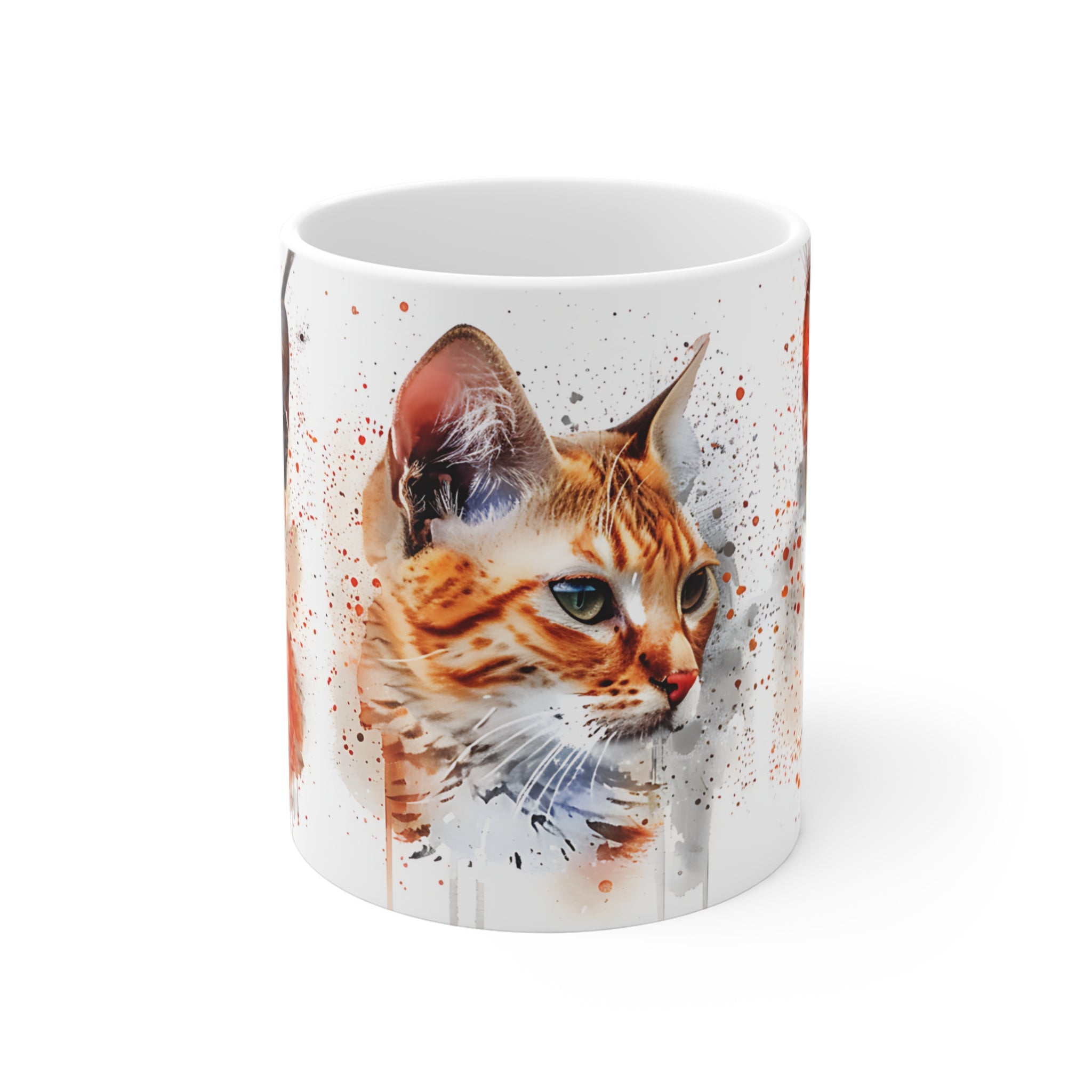 Artistic Cat Faces Watercolor Print Mug for Cat Lovers