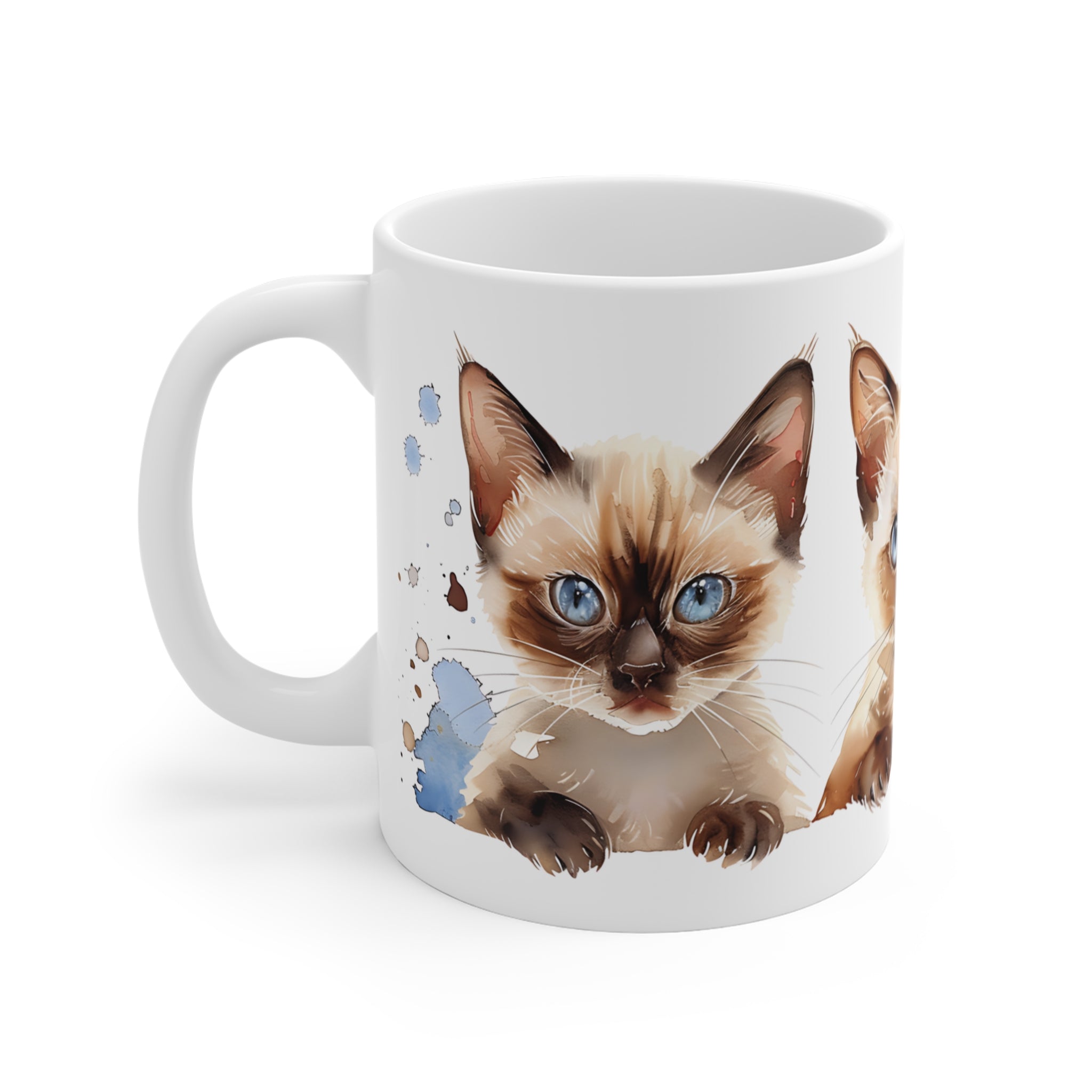 Siamese Cat Trio Watercolor Art Mug for Cat Lovers