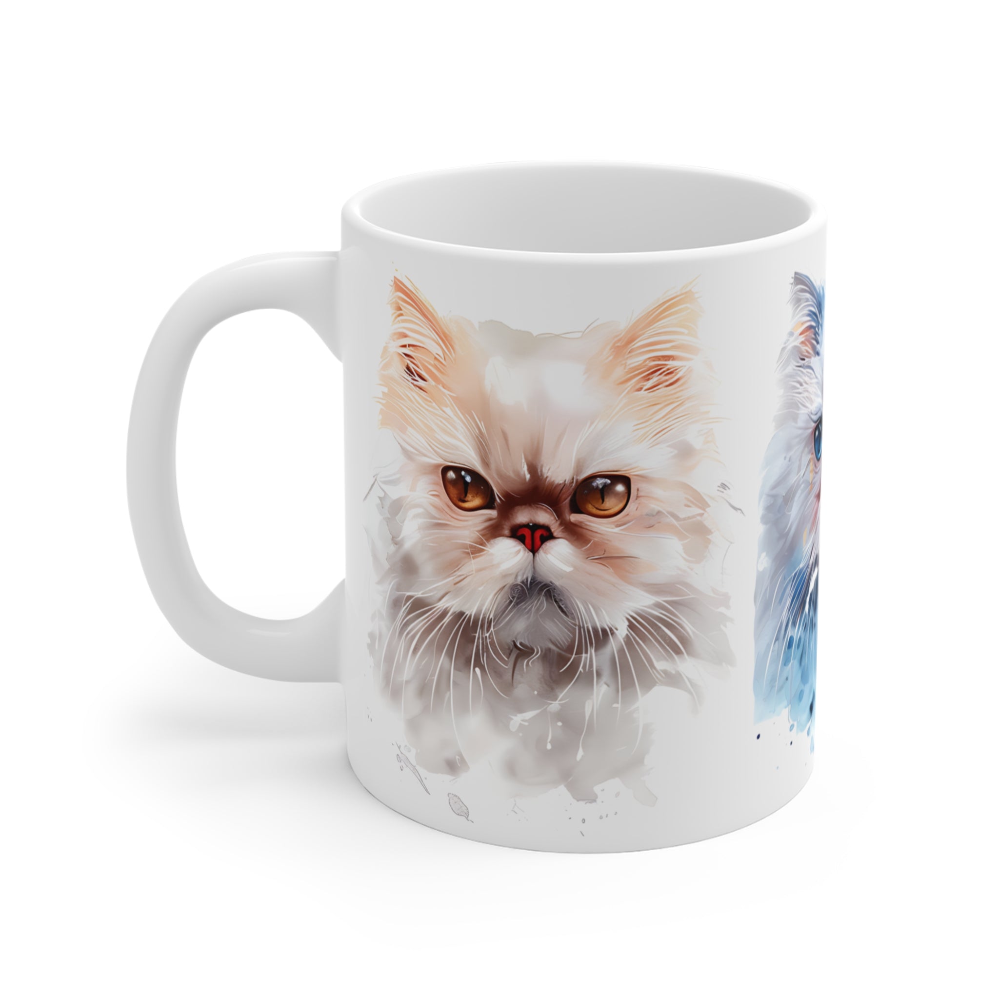 Colorful Watercolor Cat Faces Mug for Cat Lovers Gift