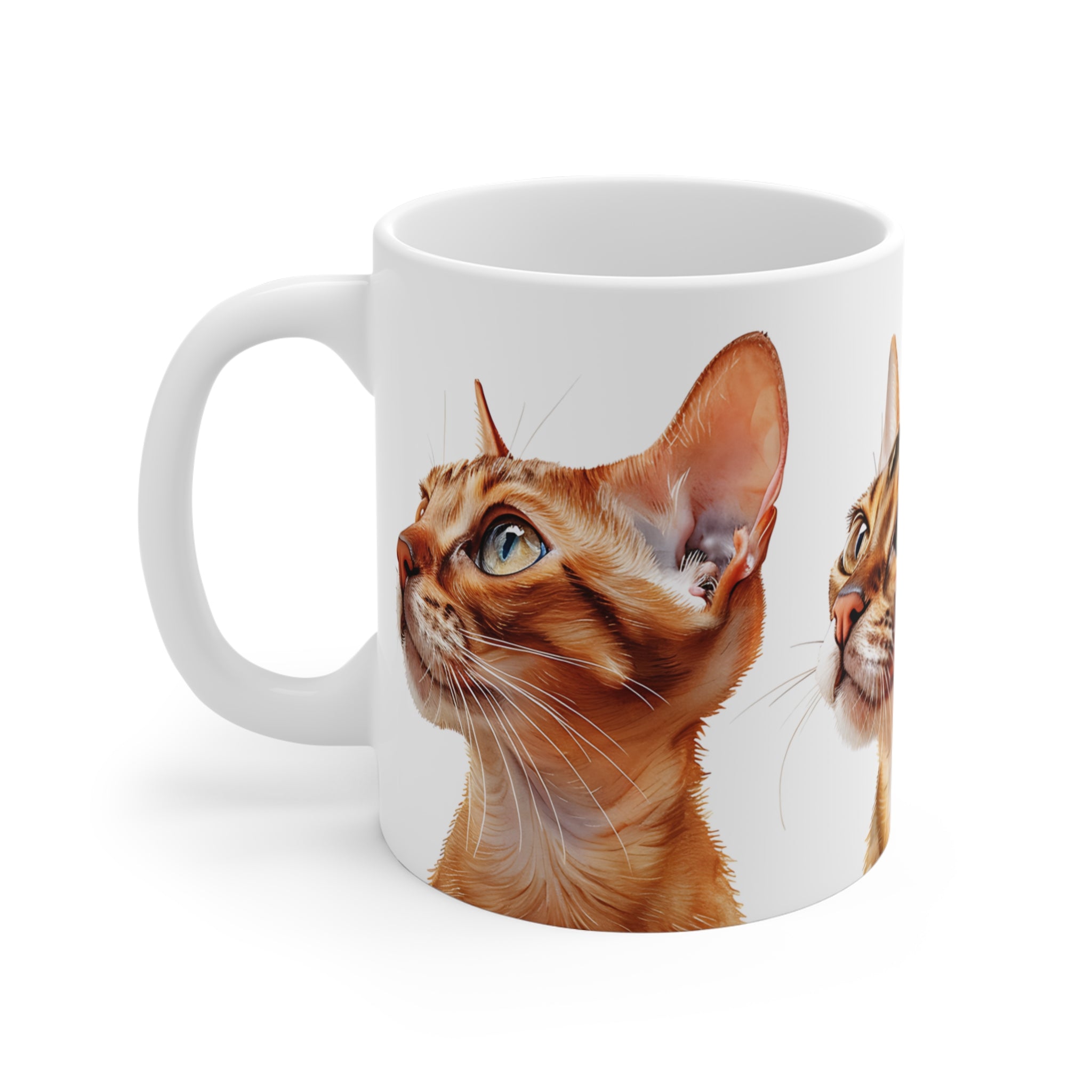 Artistic Cat Portraits Mug with Detailed Cat Faces Illustration