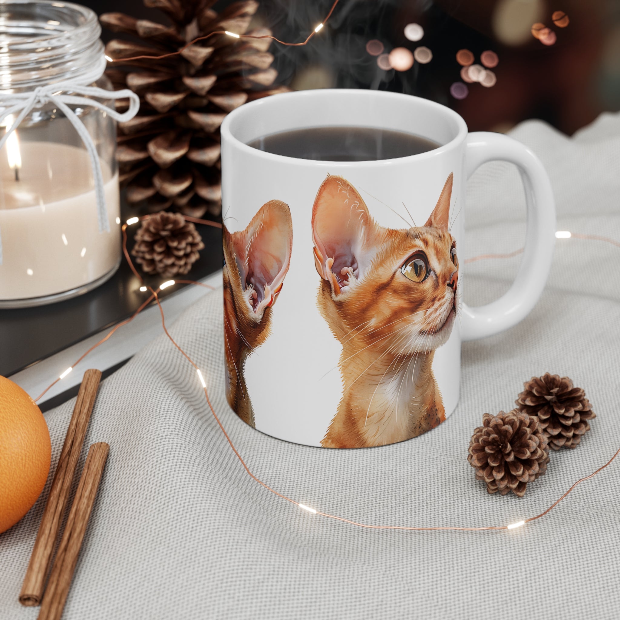 Artistic Cat Portraits Mug with Detailed Cat Faces Illustration