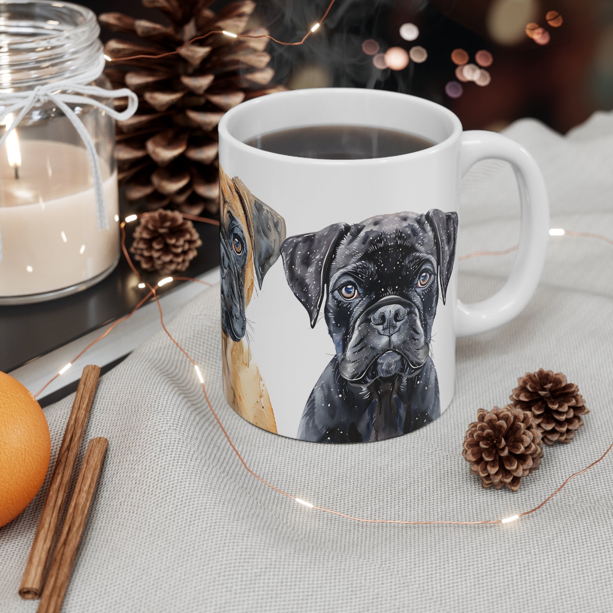 Mug with Watercolor Boxer Dog Trio Art for Dog Lovers