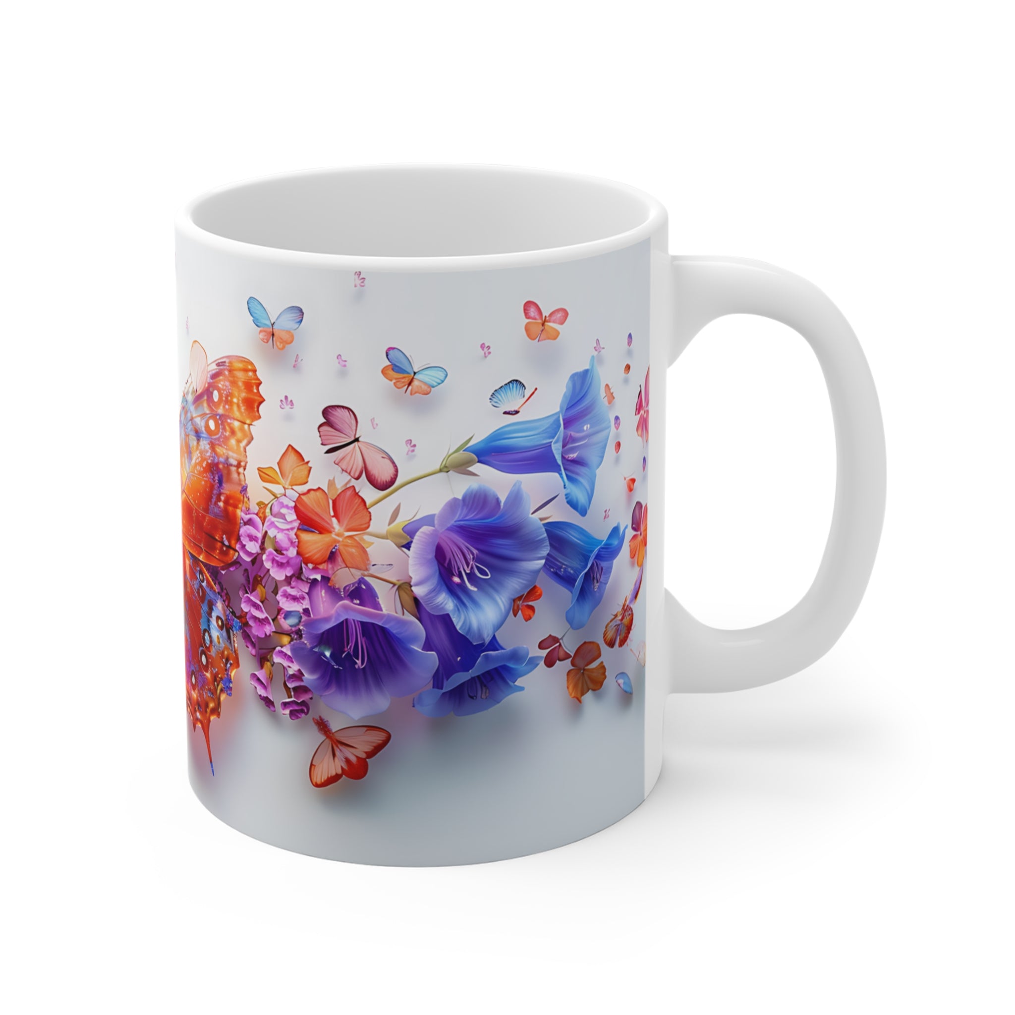 Colorful Butterfly and Blossoms Artistic Nature Mug