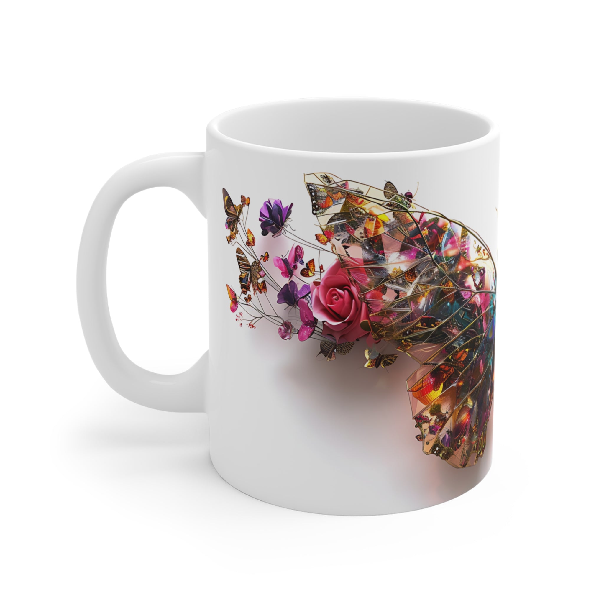 Colorful Floral Butterfly Art Printed Mug for Nature Lovers