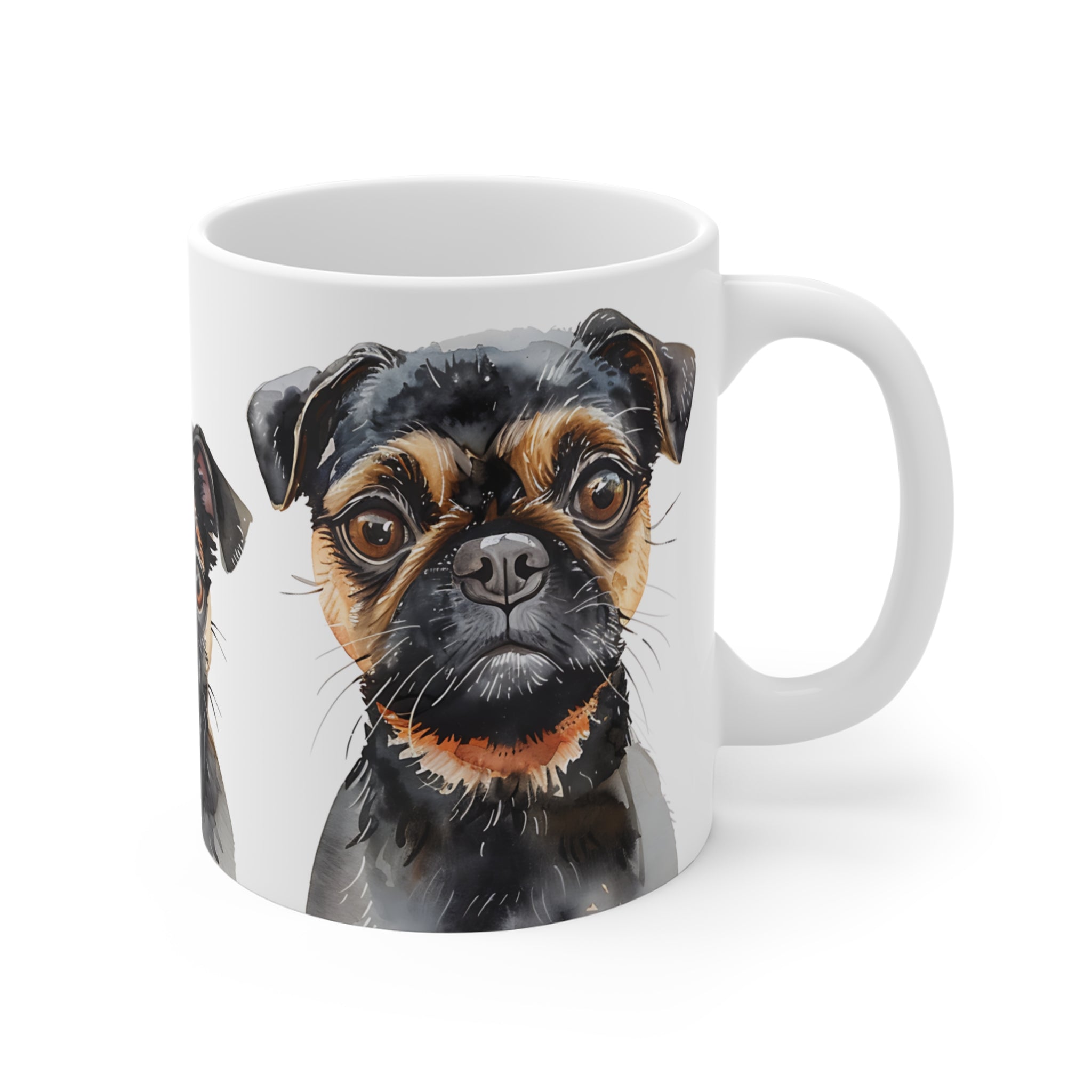 Cute Watercolor Brussels Griffon Dogs Mug - Artistic Pet Portrait