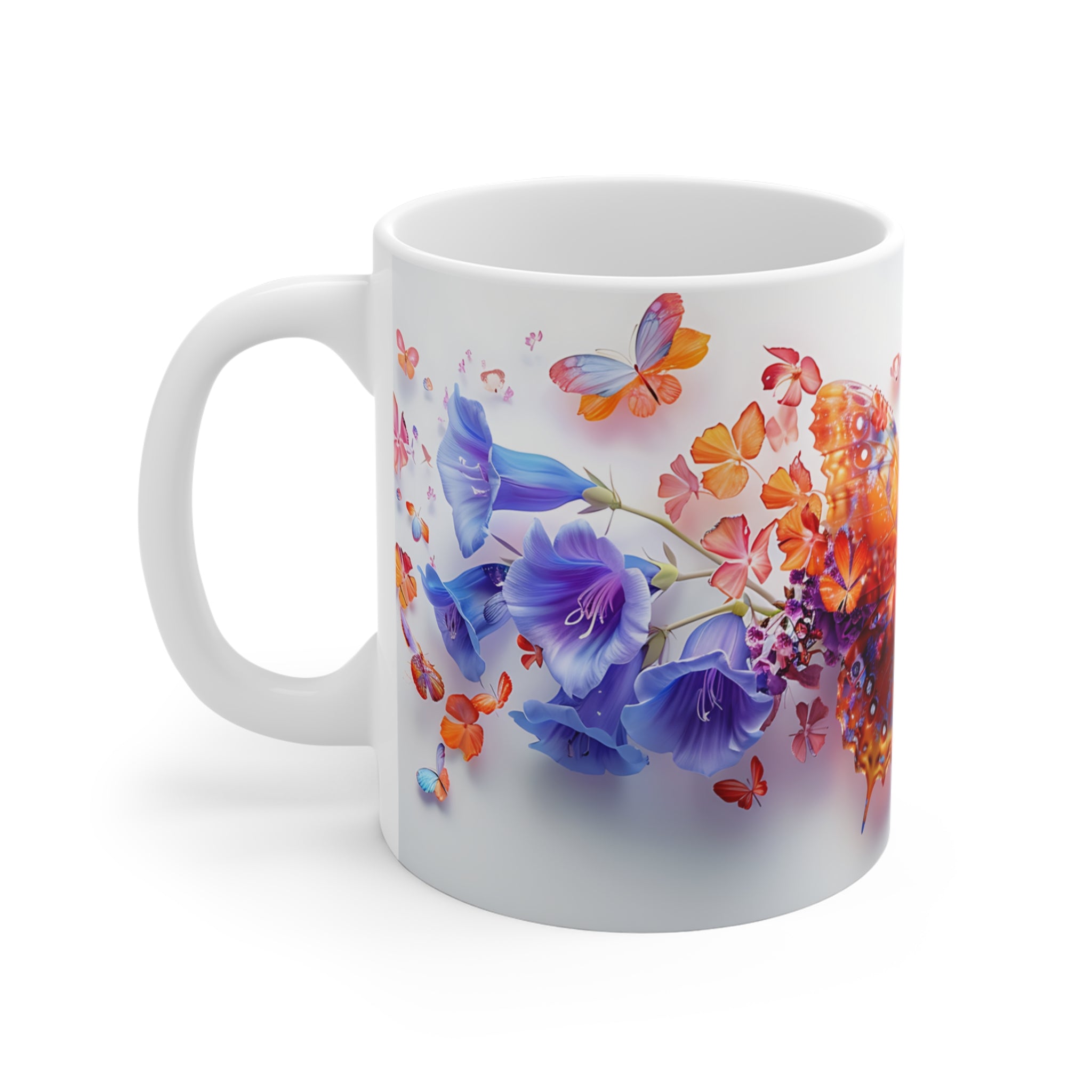 Colorful Butterfly and Blossoms Artistic Nature Mug