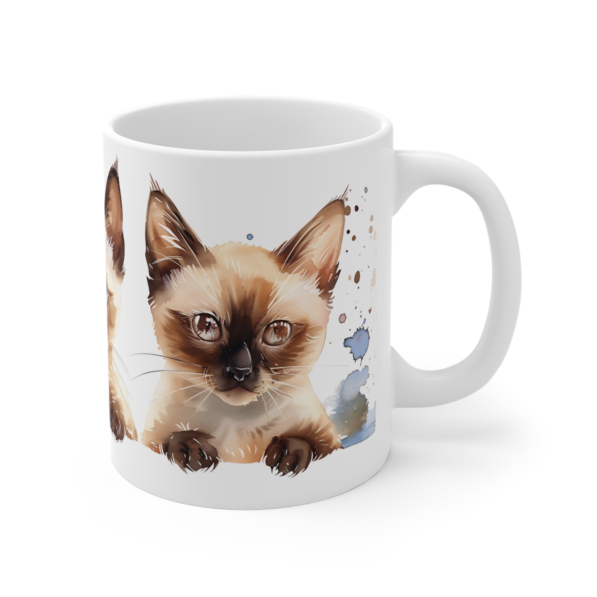 Siamese Cat Trio Watercolor Art Mug for Cat Lovers