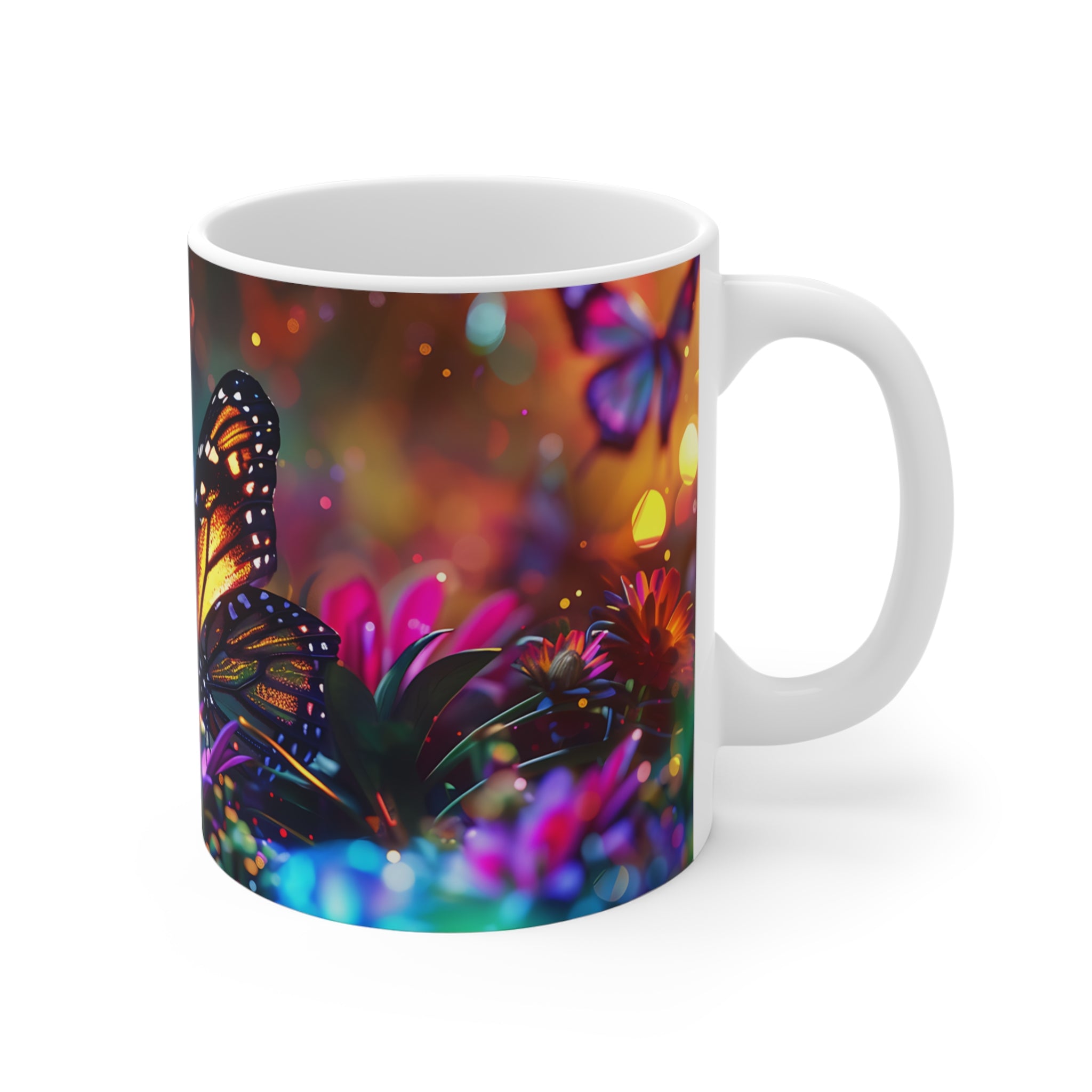 Colorful Butterfly and Floral Garden Art Printed Mug
