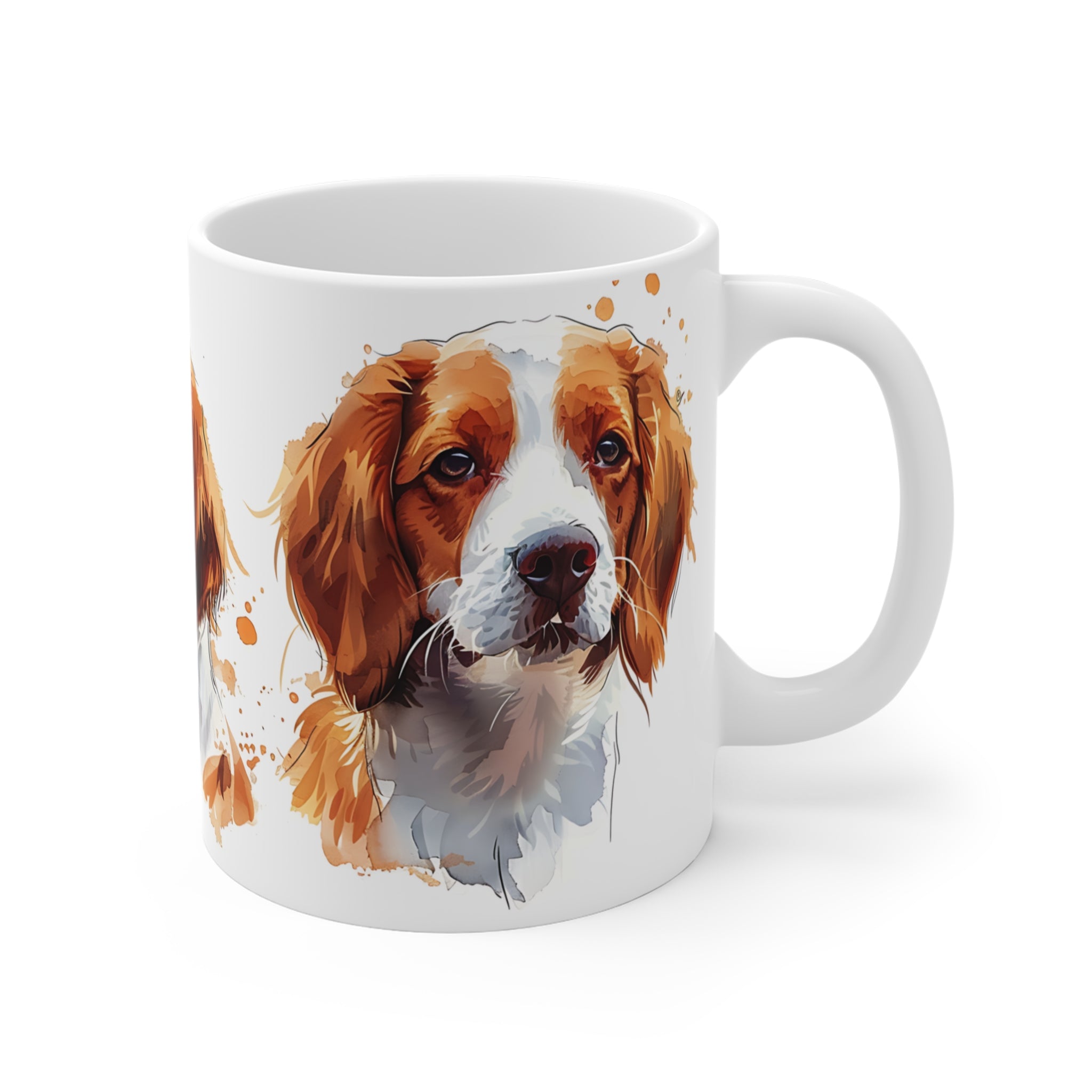 Cute Brittany Spaniel Dog Watercolor Art Coffee Mug