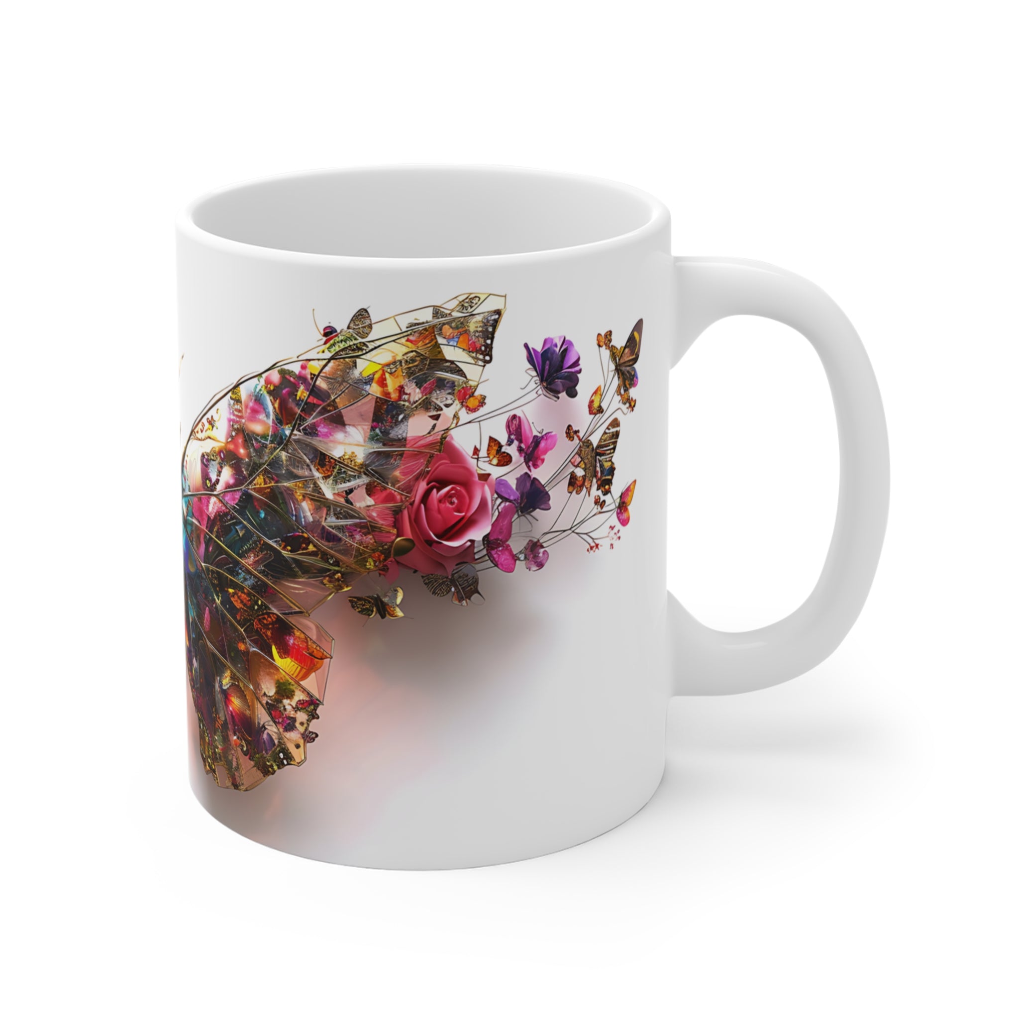 Colorful Floral Butterfly Art Printed Mug for Nature Lovers