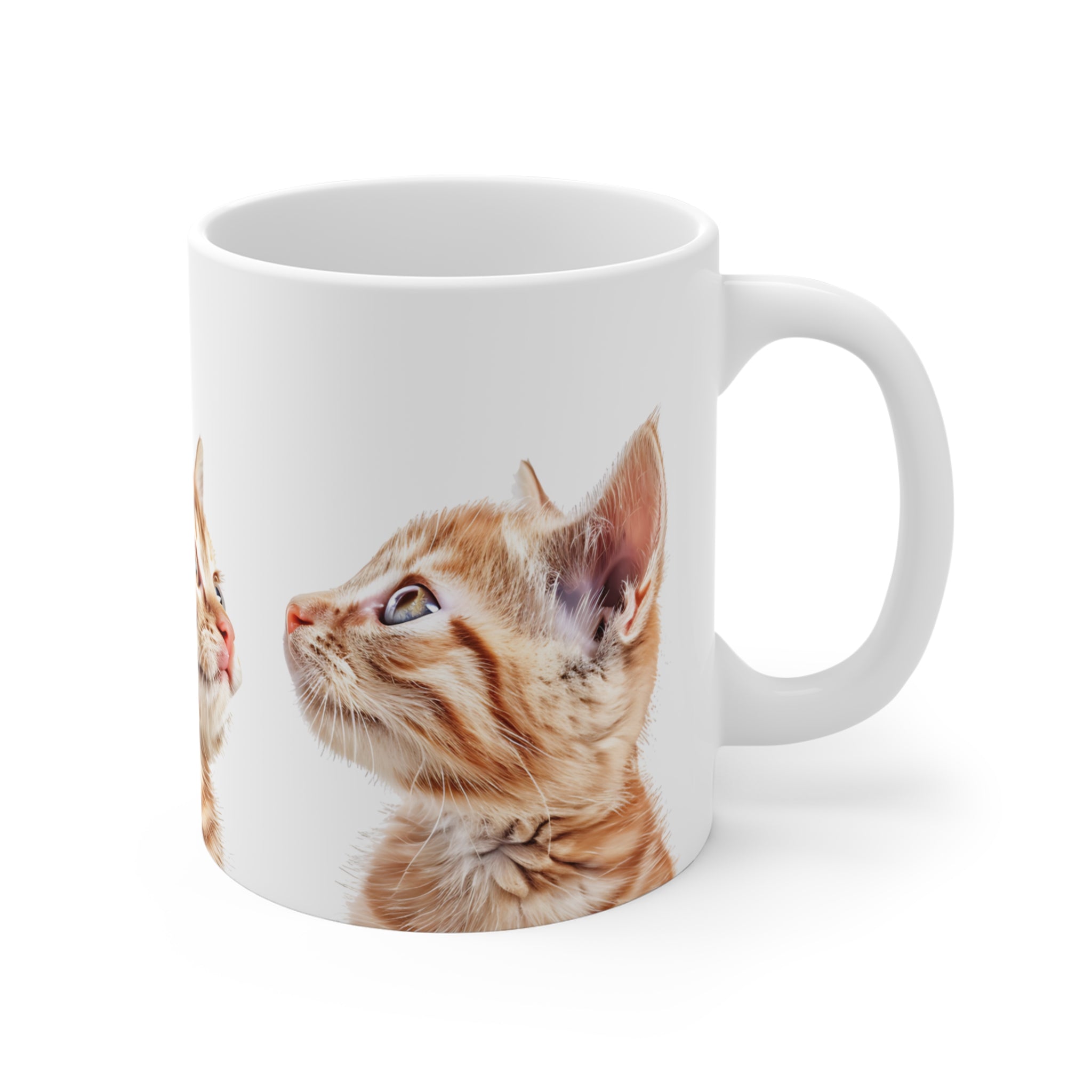 Adorable Orange Tabby Kitten Trio Ceramic Coffee Mug