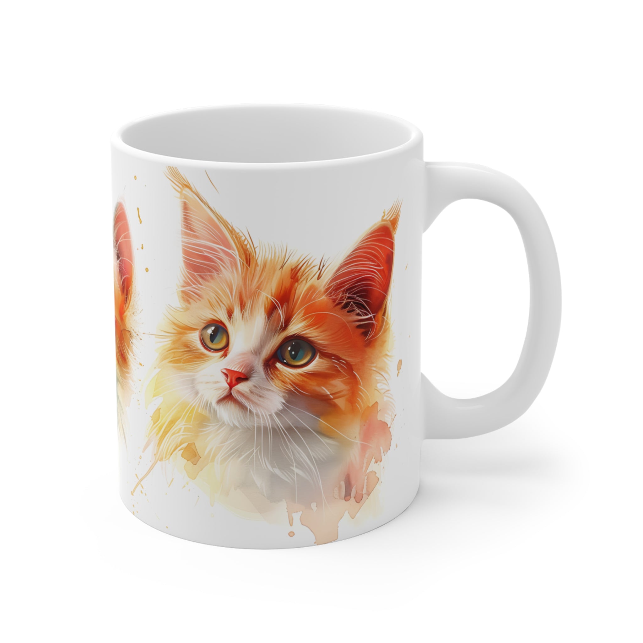 Watercolor Art Mug Featuring Three Adorable Kitten Portraits
