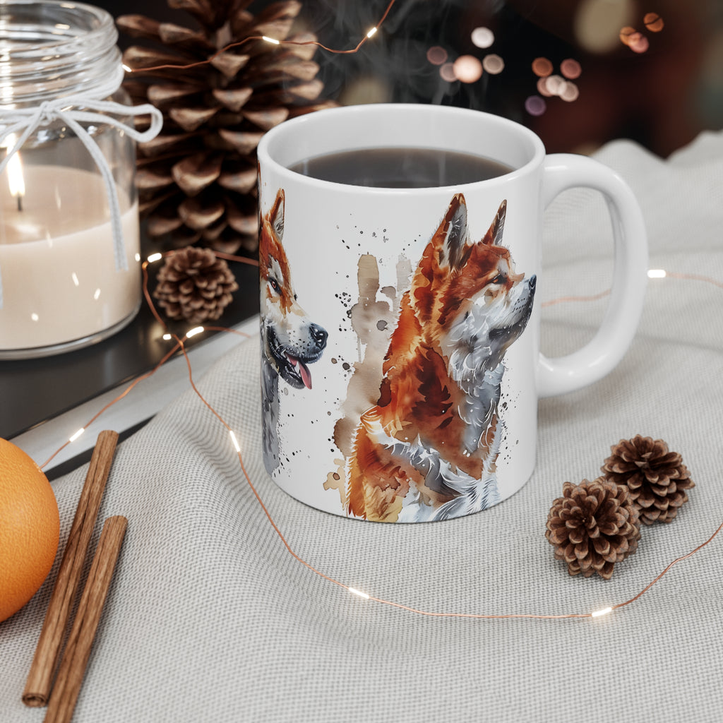 Akita Dog Watercolor Art Coffee Mug - Gift for Dog Lovers