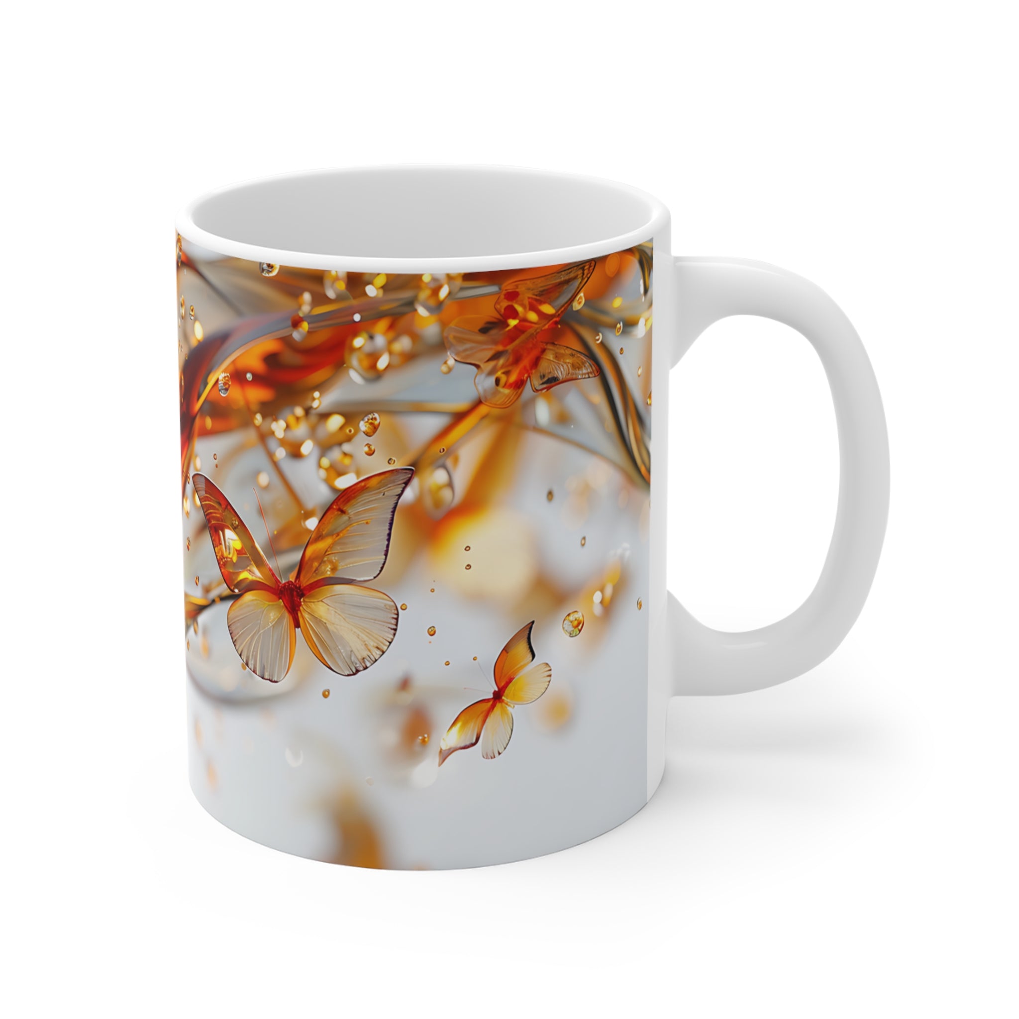 Amber Glass Butterfly Art Printed Coffee Mug