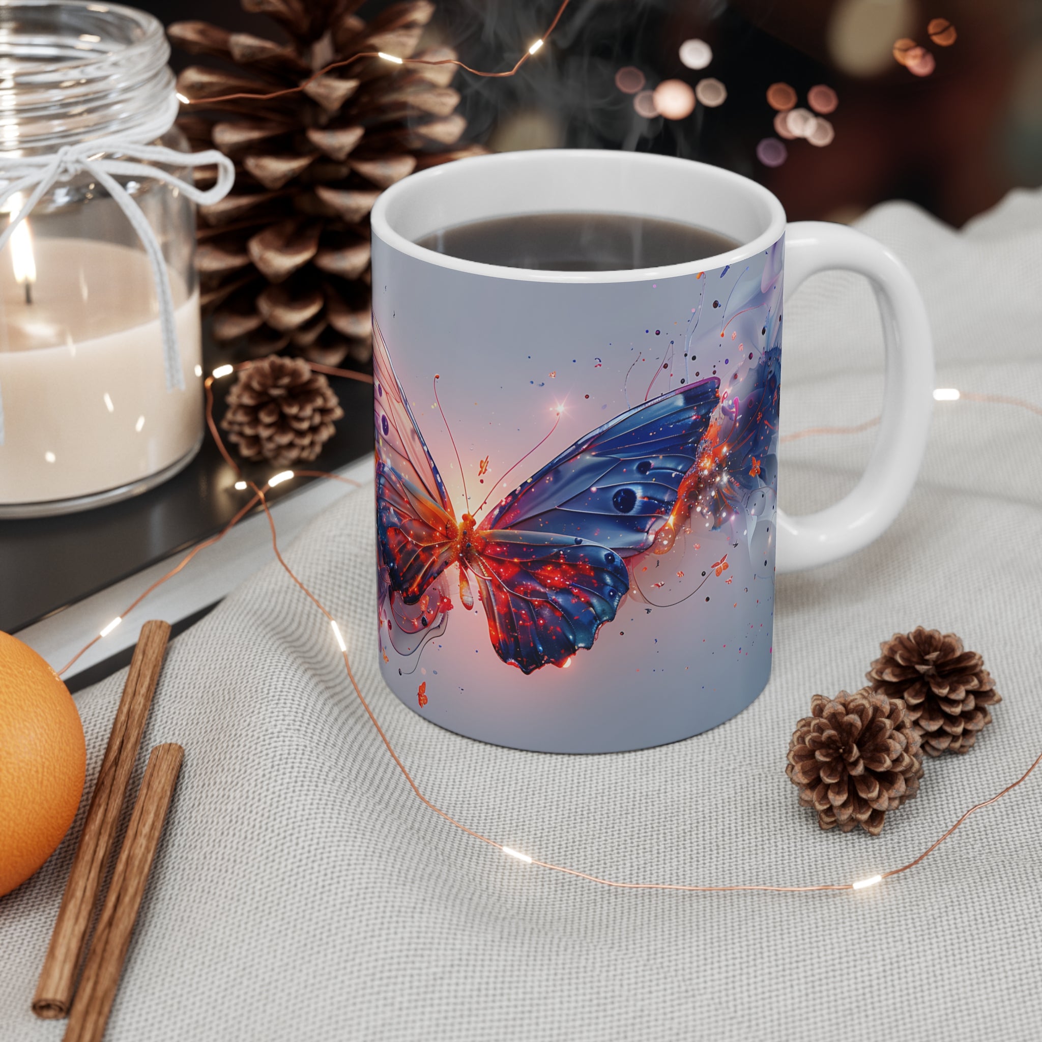 Abstract Colorful Butterfly Art Printed Mug for Nature Lovers