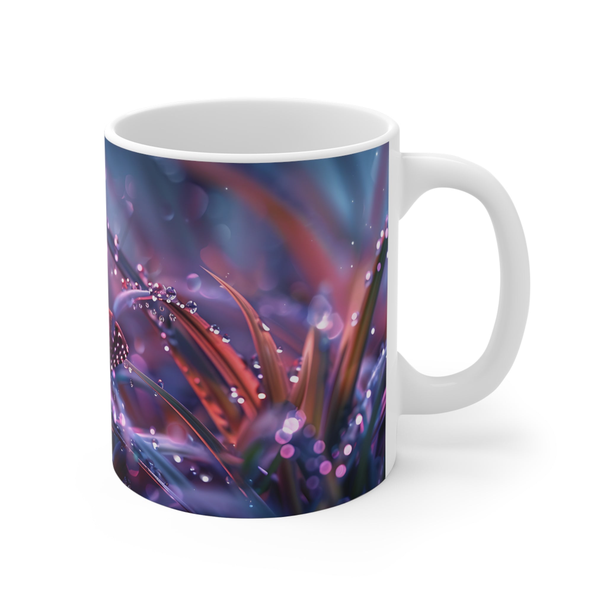 Purple and Blue Butterfly with Dew Drops Artistic Mug