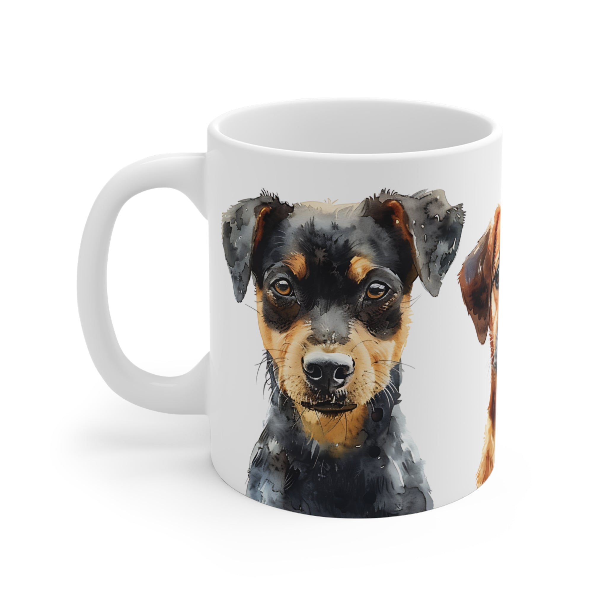 Watercolor Portraits of Three Dogs Ceramic Coffee Mug
