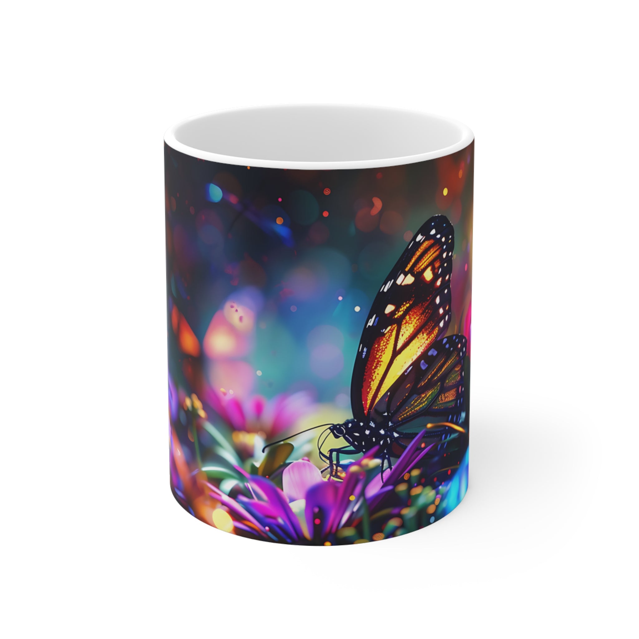 Colorful Butterfly and Floral Garden Art Printed Mug