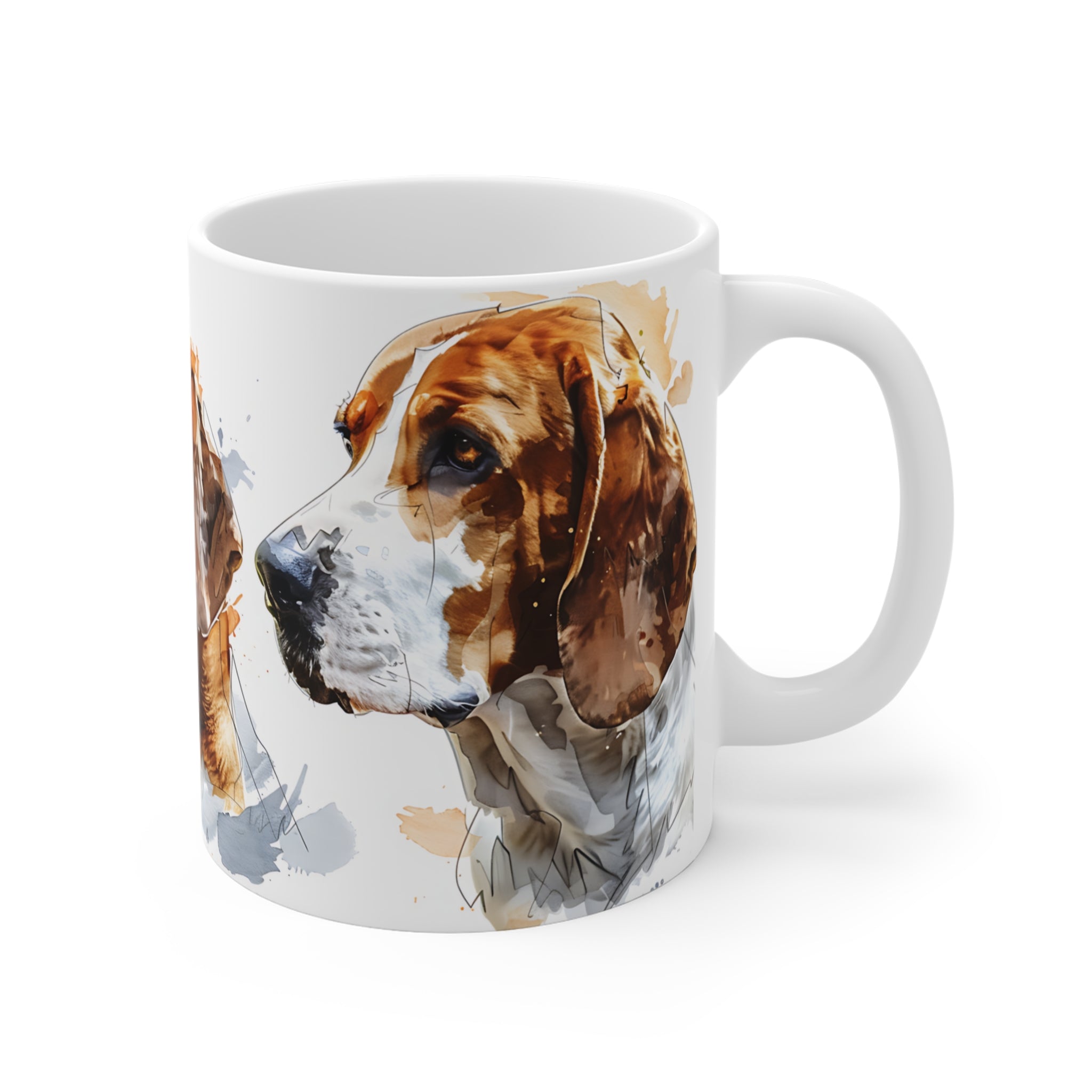 Artistic Beagle Dog Portrait Mug with Watercolor Painting Design