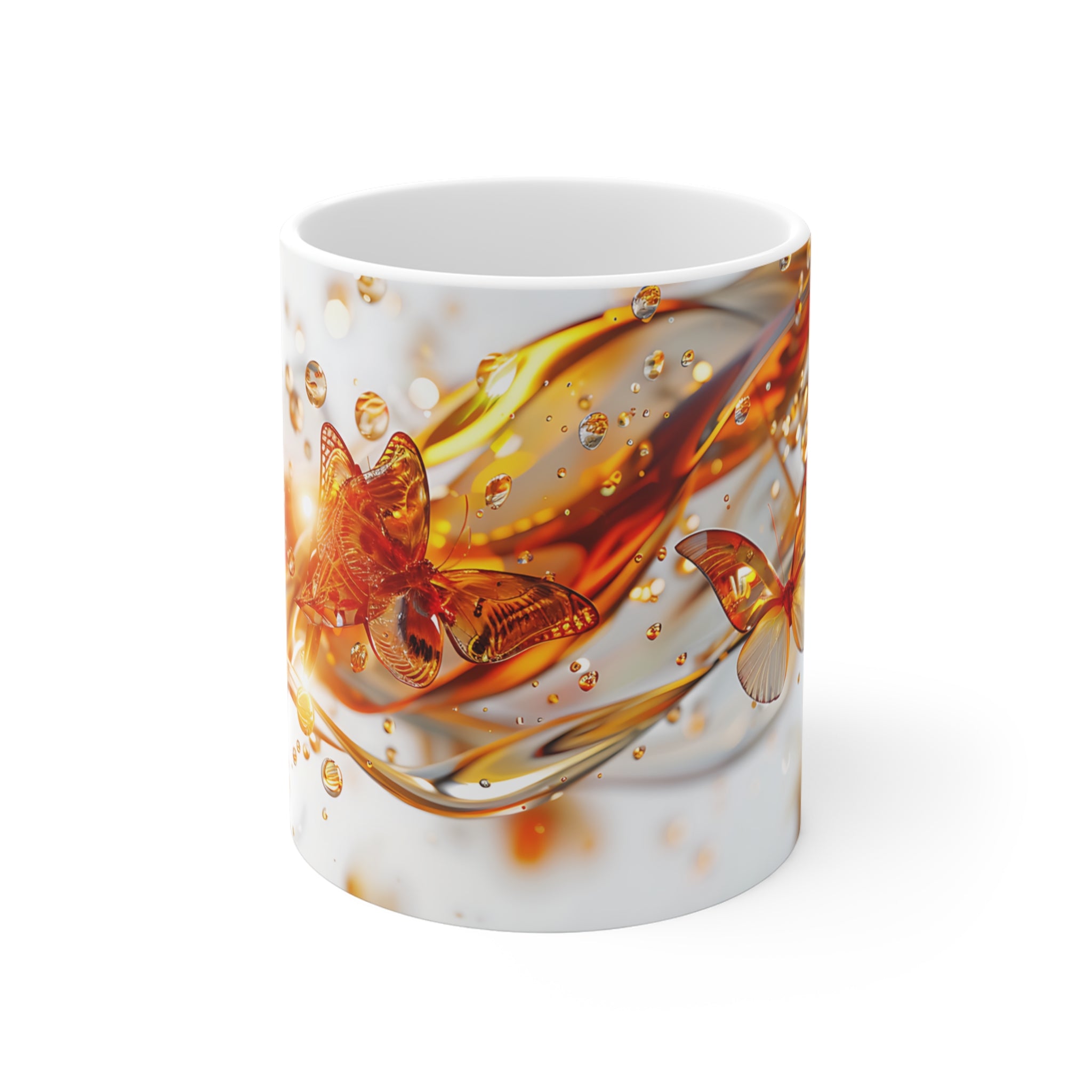 Amber Glass Butterfly Artistic Abstract Mug for Nature Lovers