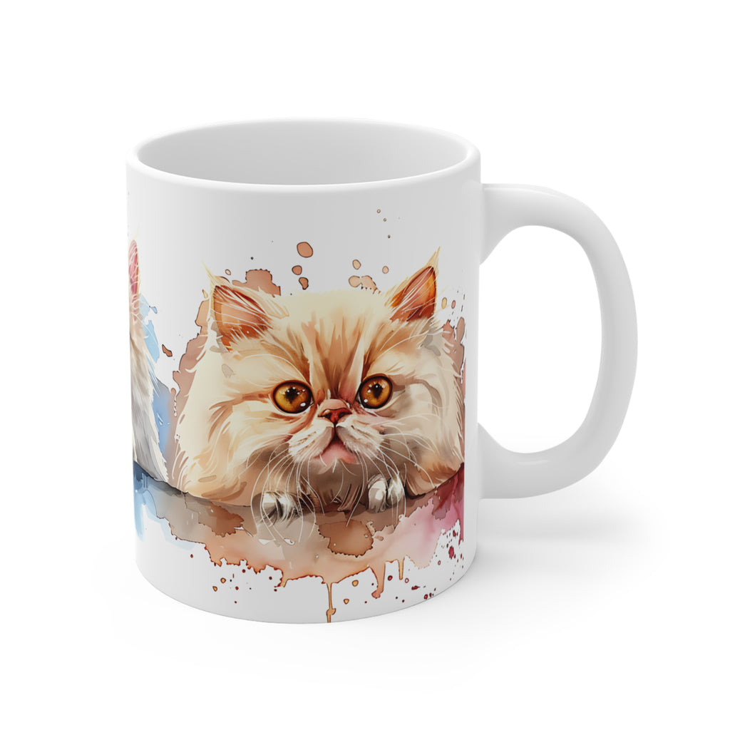 Watercolor Art Mug with Three Adorable Fluffy Kittens Design