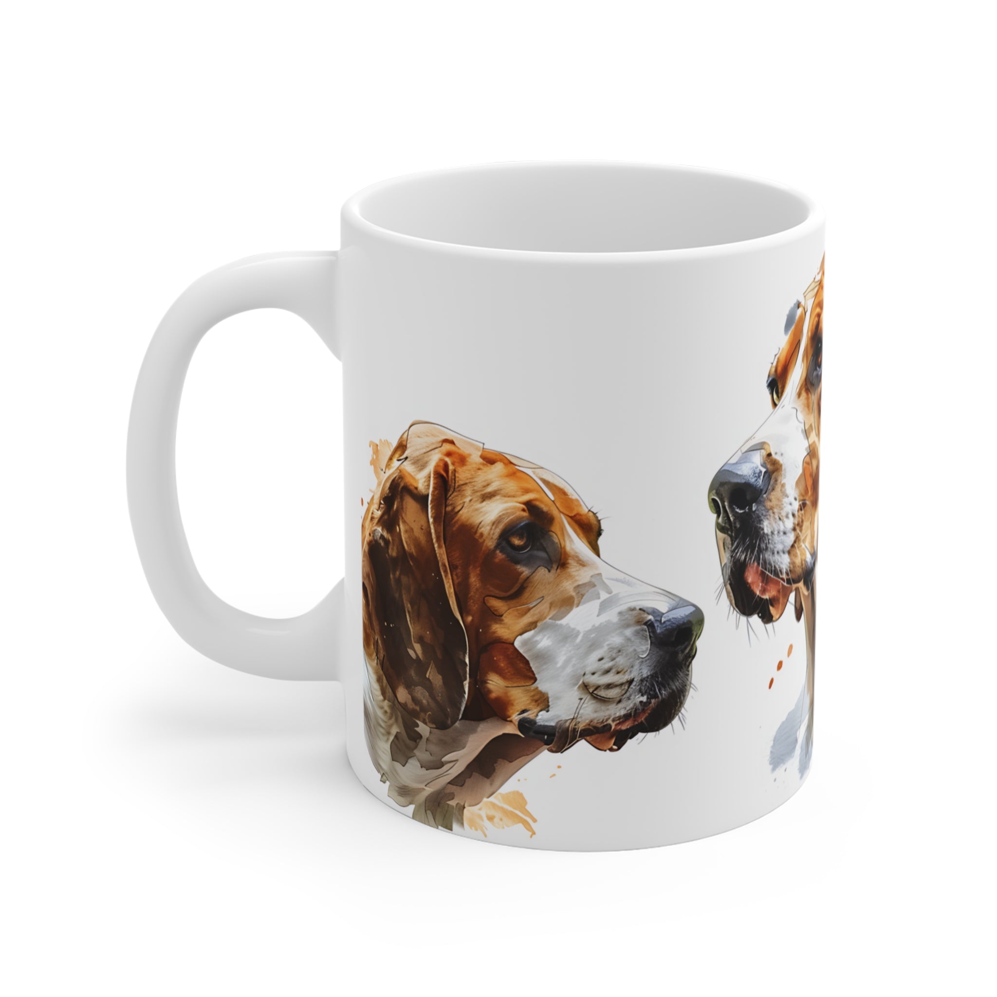 Artistic Beagle Dog Portrait Mug with Watercolor Painting Design