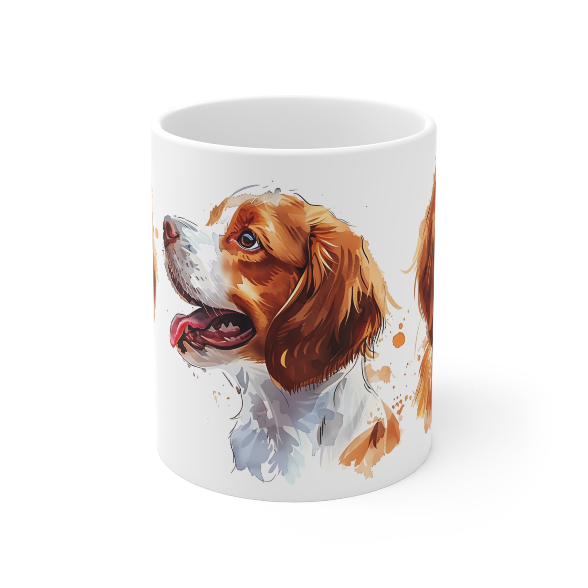 Cute Brittany Spaniel Dog Watercolor Art Coffee Mug