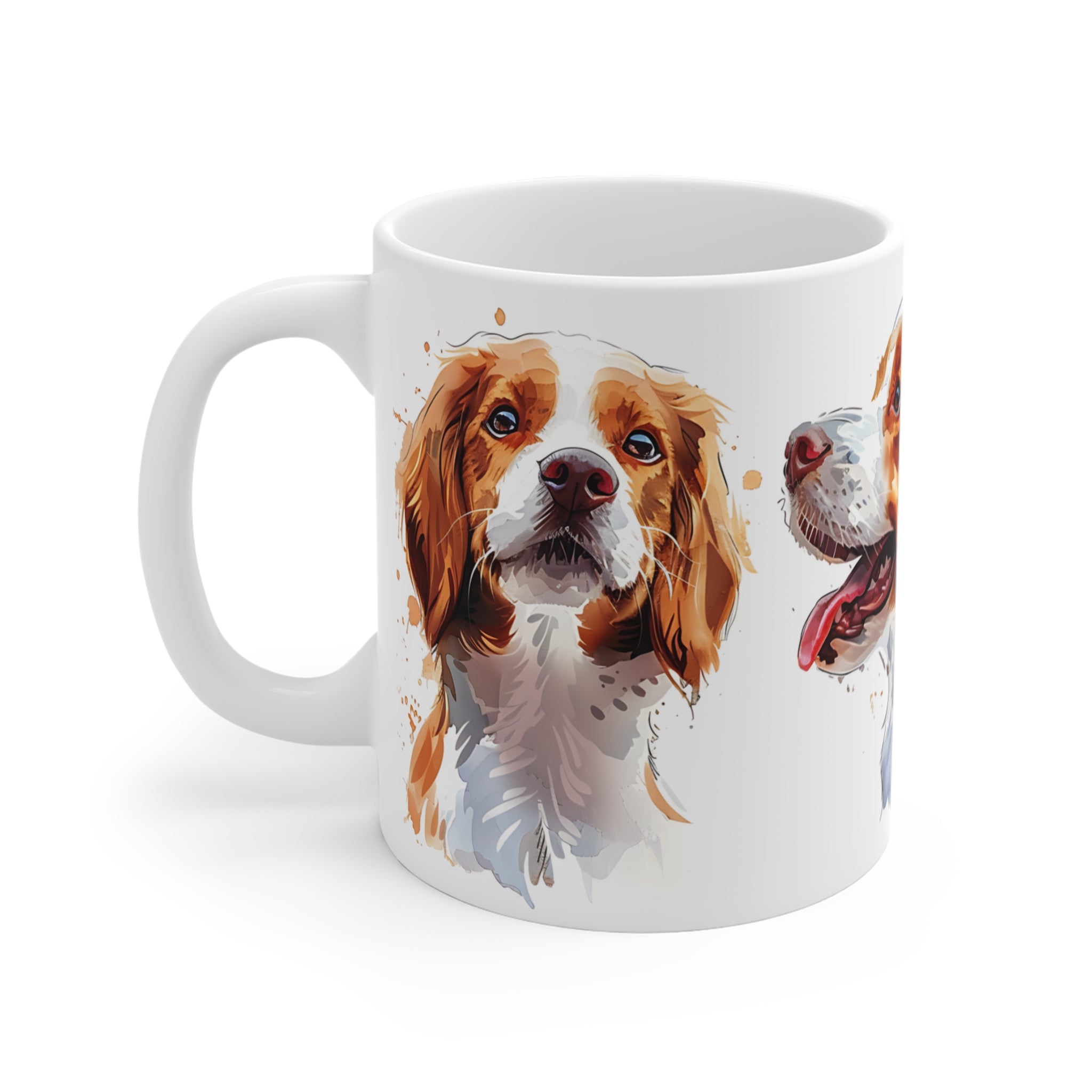 Cute Brittany Spaniel Dog Watercolor Art Coffee Mug