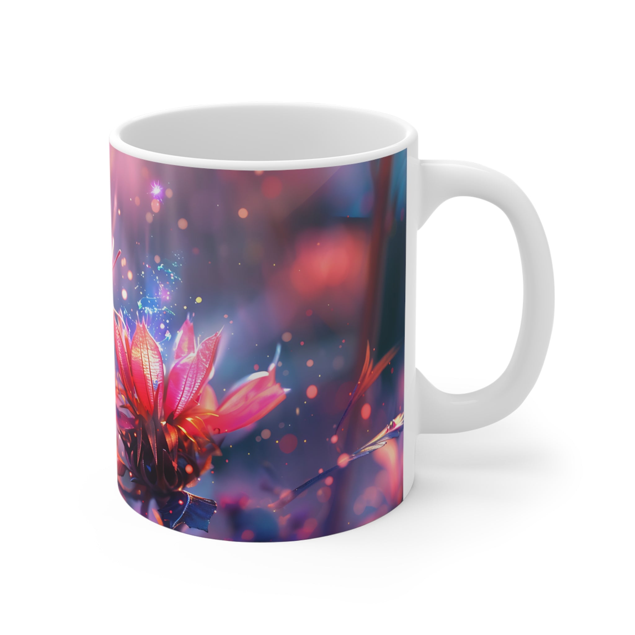 Vibrant Butterfly on Glowing Flower Artistic Mug