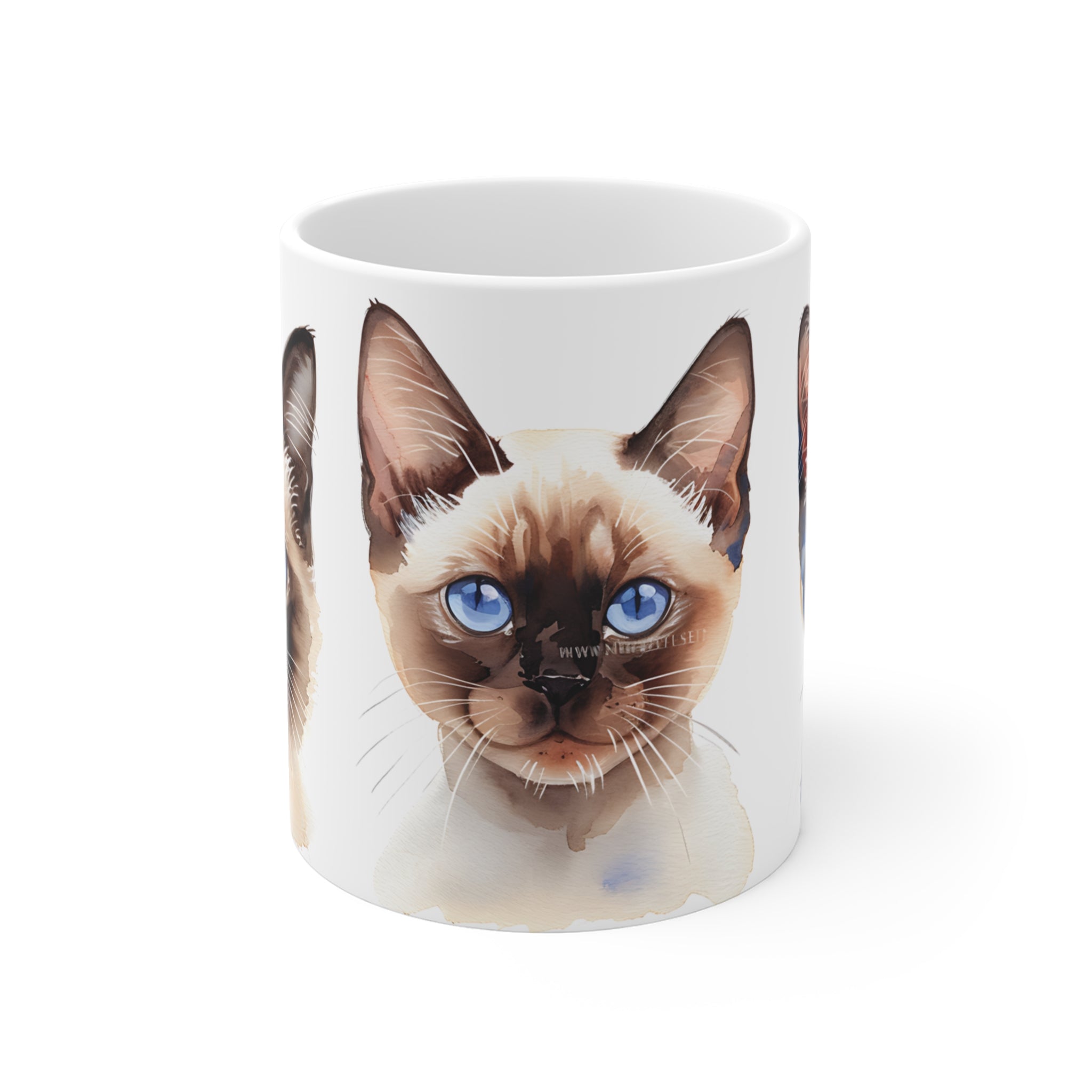 Watercolor Siamese Cats Mug with Blue Eyes Artwork for Cat Lovers