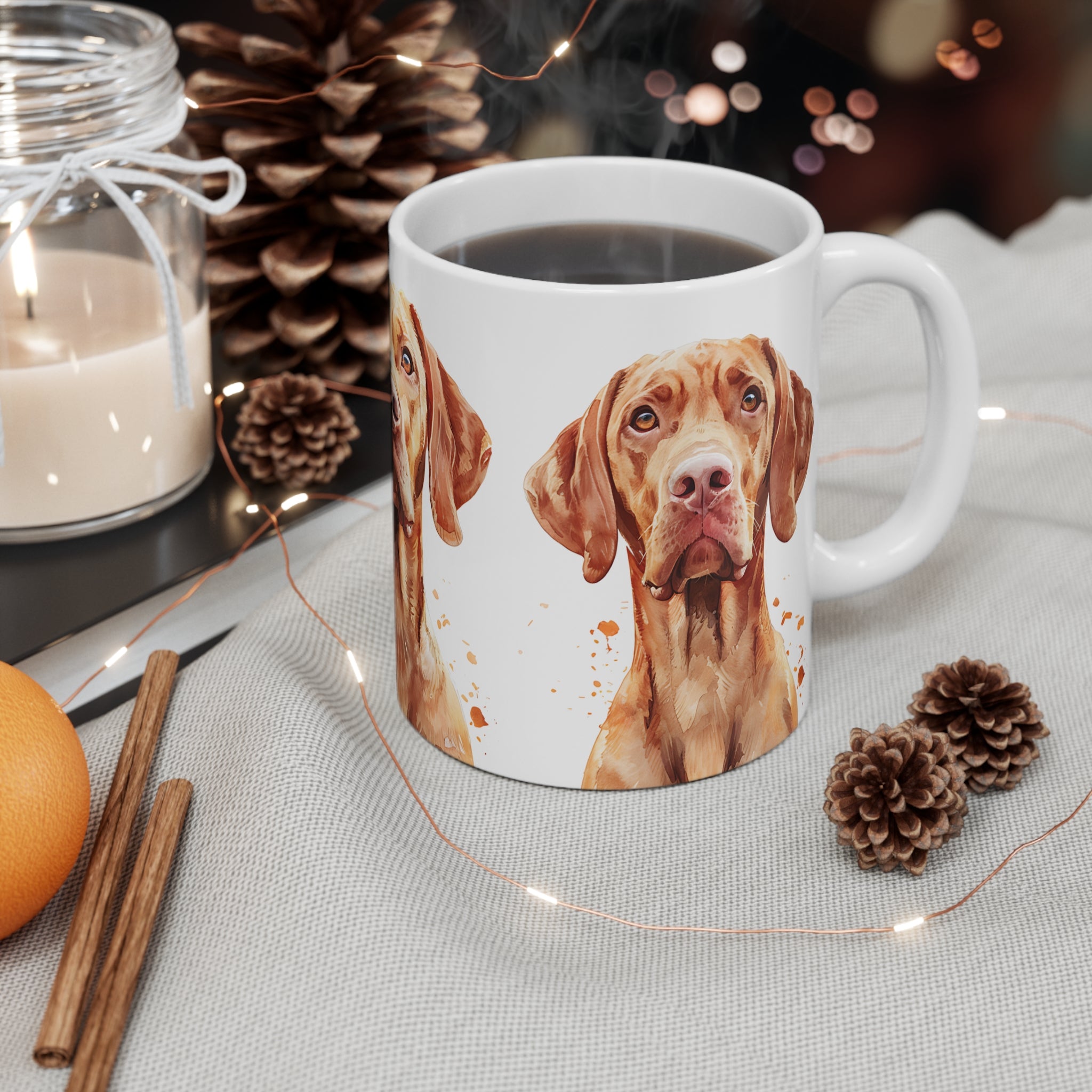 Watercolor Vizsla Dog Portrait Mug for Dog Lovers