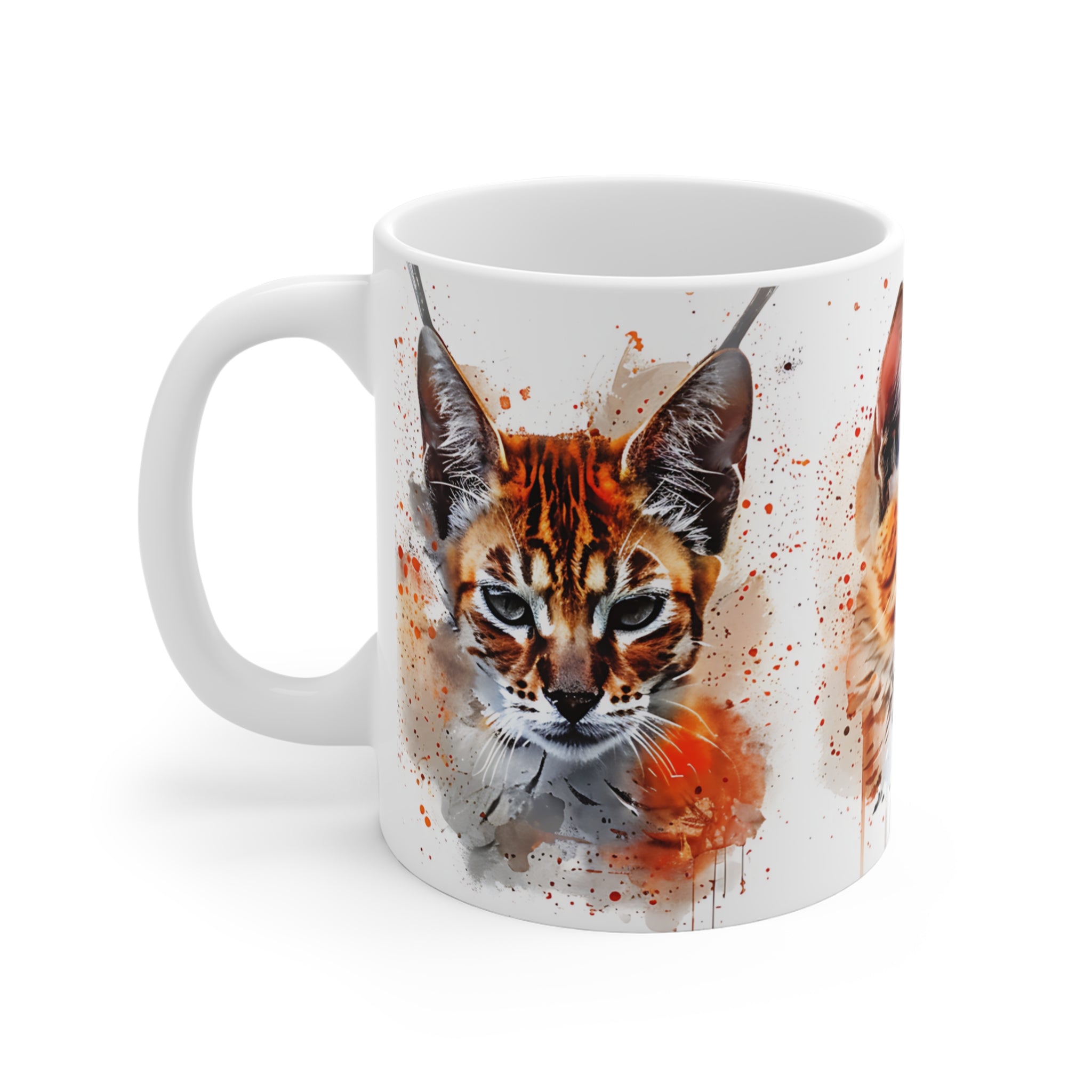 Artistic Cat Faces Watercolor Print Mug for Cat Lovers