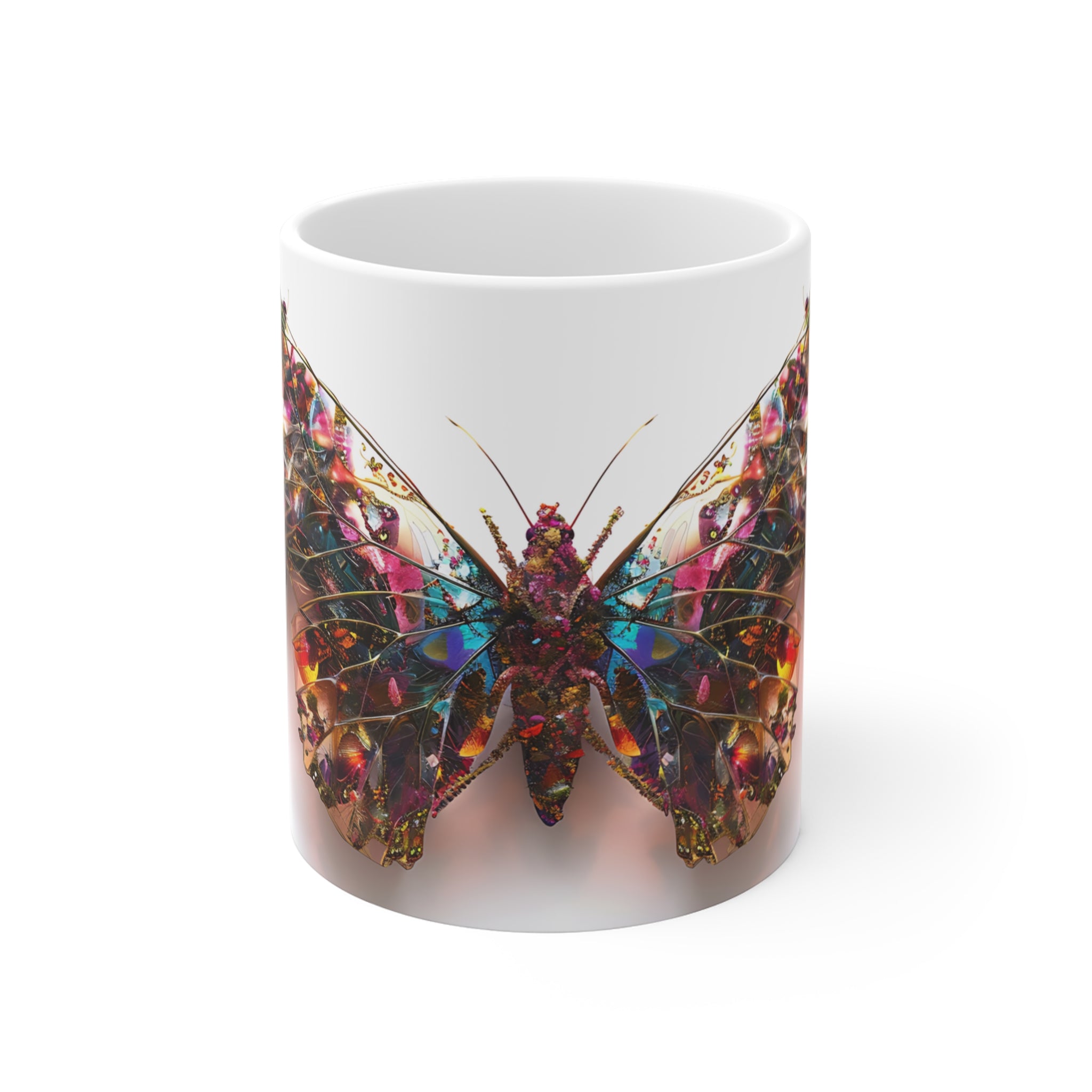 Colorful Floral Butterfly Art Printed Mug for Nature Lovers