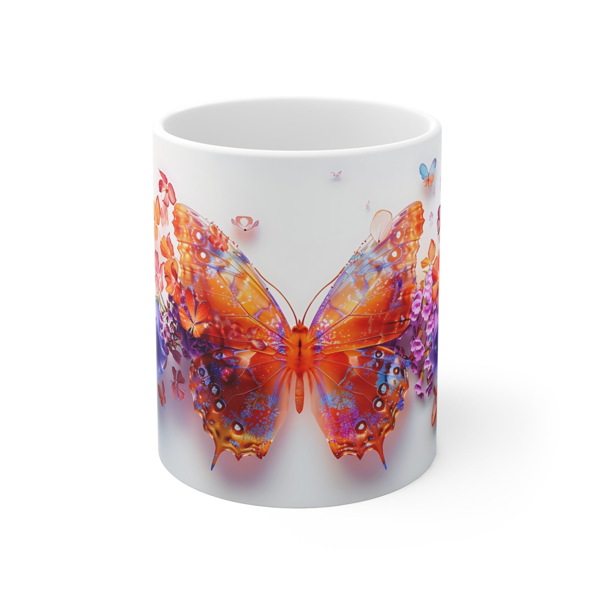 Colorful Butterfly and Blossoms Artistic Nature Mug