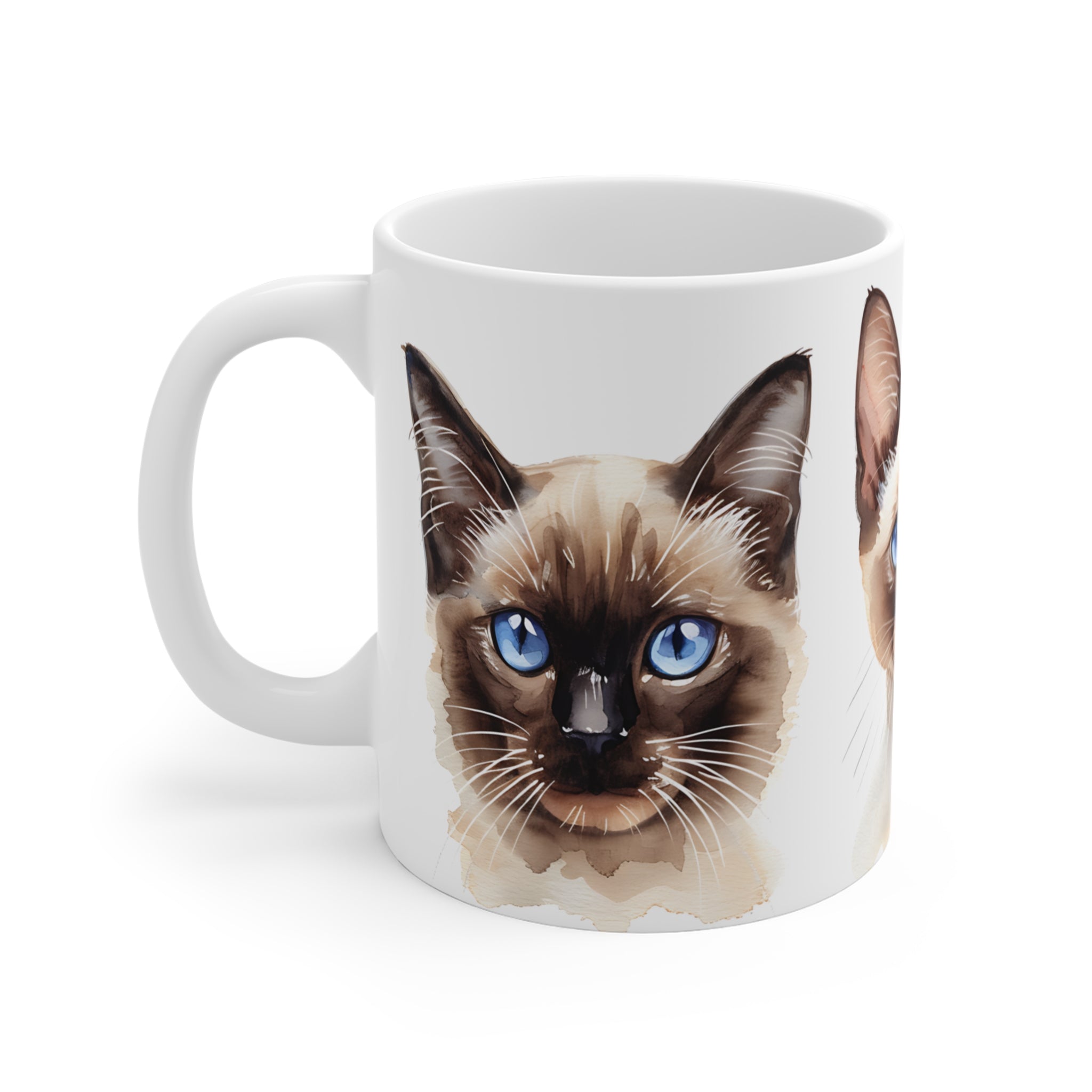 Watercolor Siamese Cats Mug with Blue Eyes Artwork for Cat Lovers