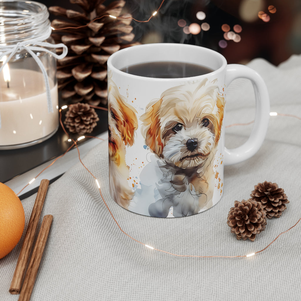 Cute Watercolor Maltese Dog Art Coffee Mug Gift
