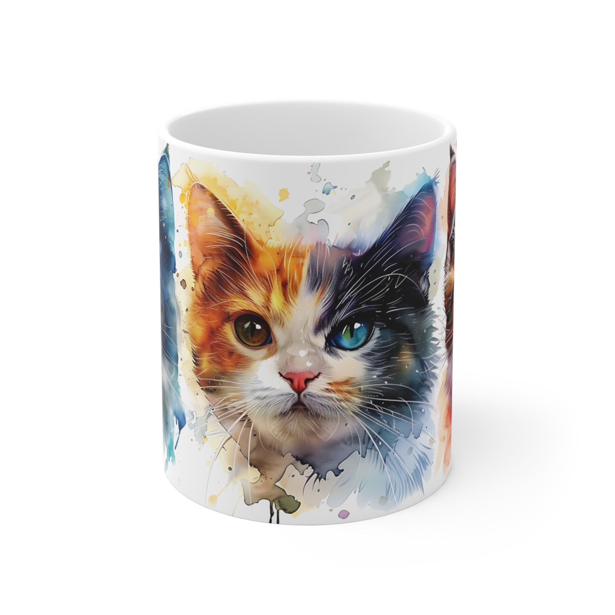 Colorful Watercolor Cats Artistic Mug for Cat Lovers